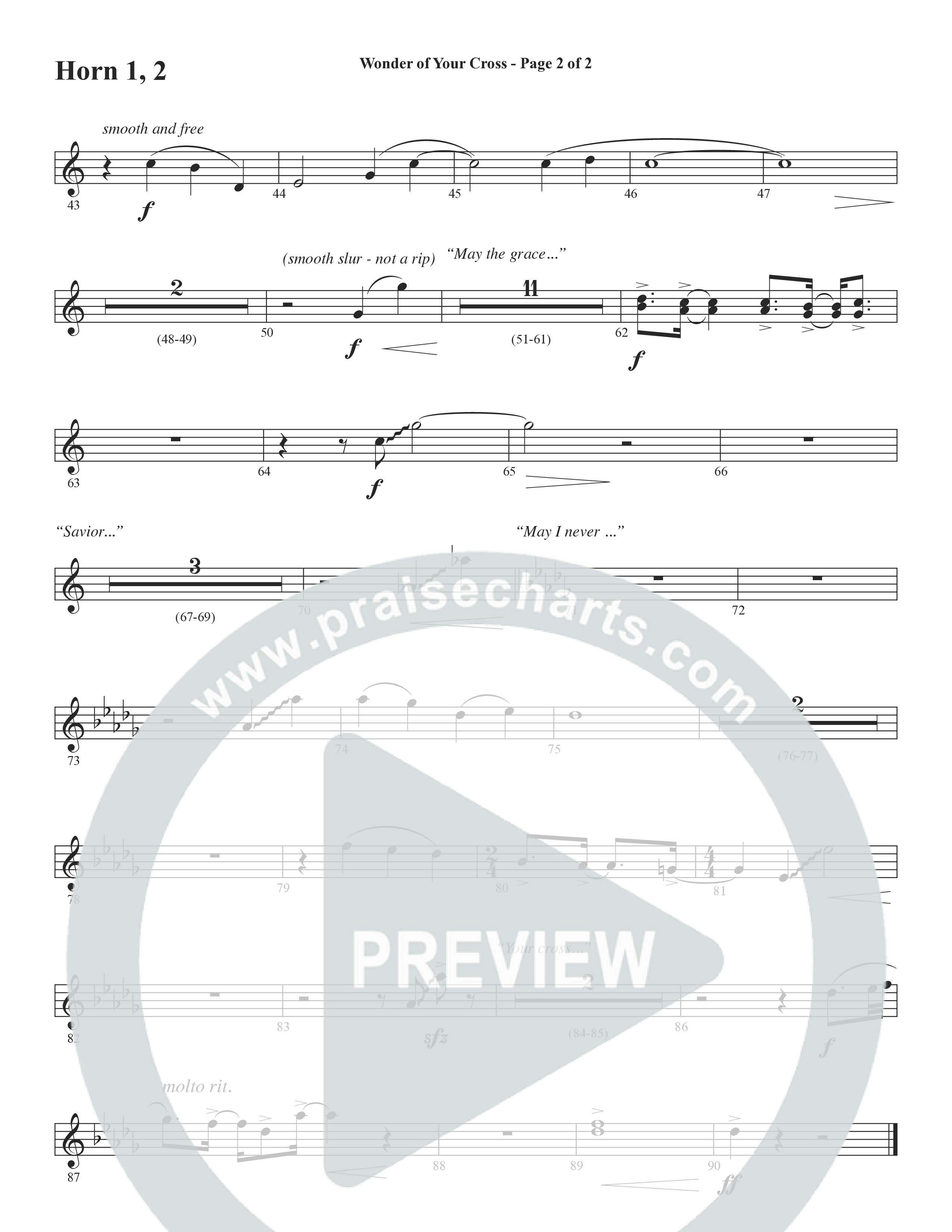 Wonder Of Your Cross (Choral Anthem SATB) French Horn 1/2 (Word Music Choral / David Wise / David Shipps)