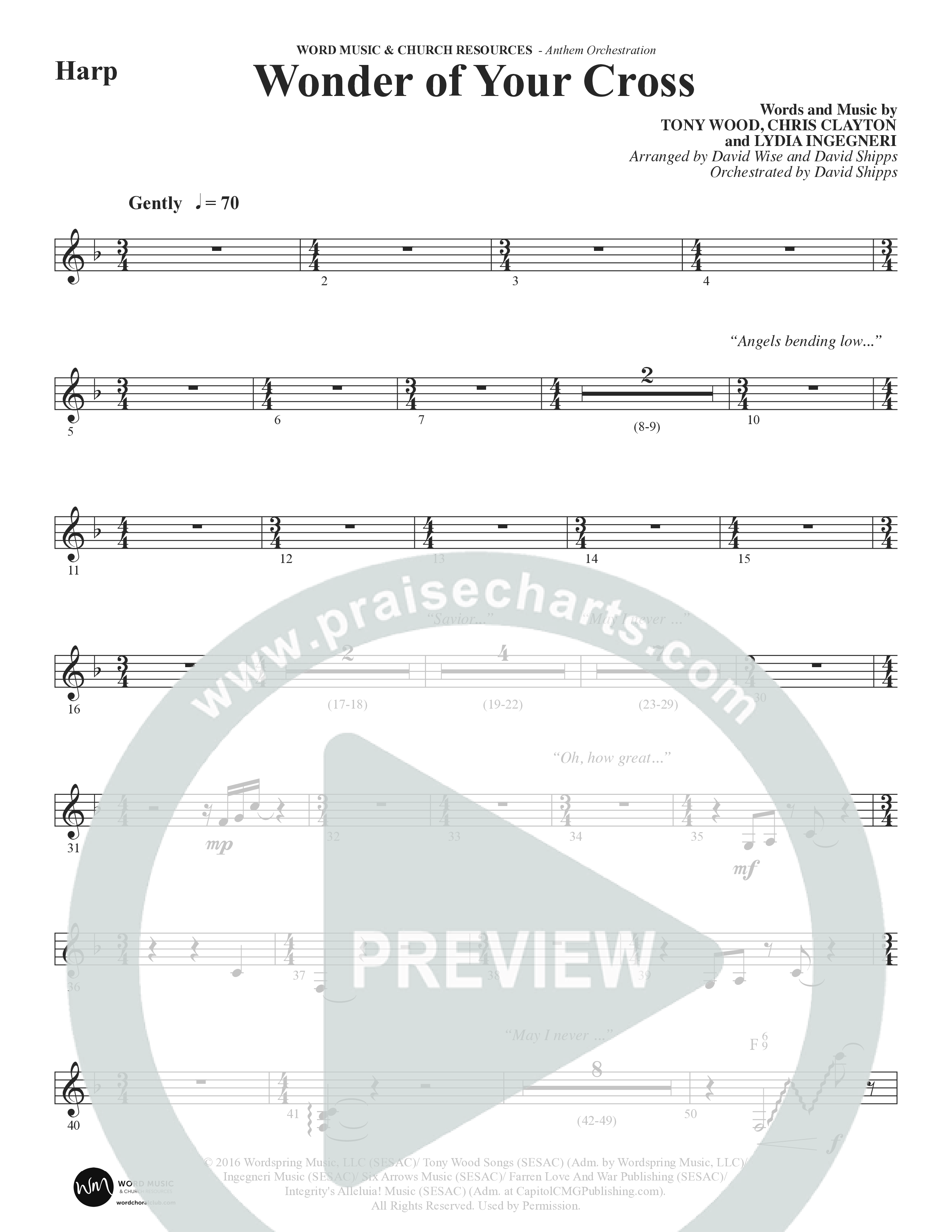 Wonder Of Your Cross (Choral Anthem SATB) Harp (Word Music Choral / David Wise / David Shipps)