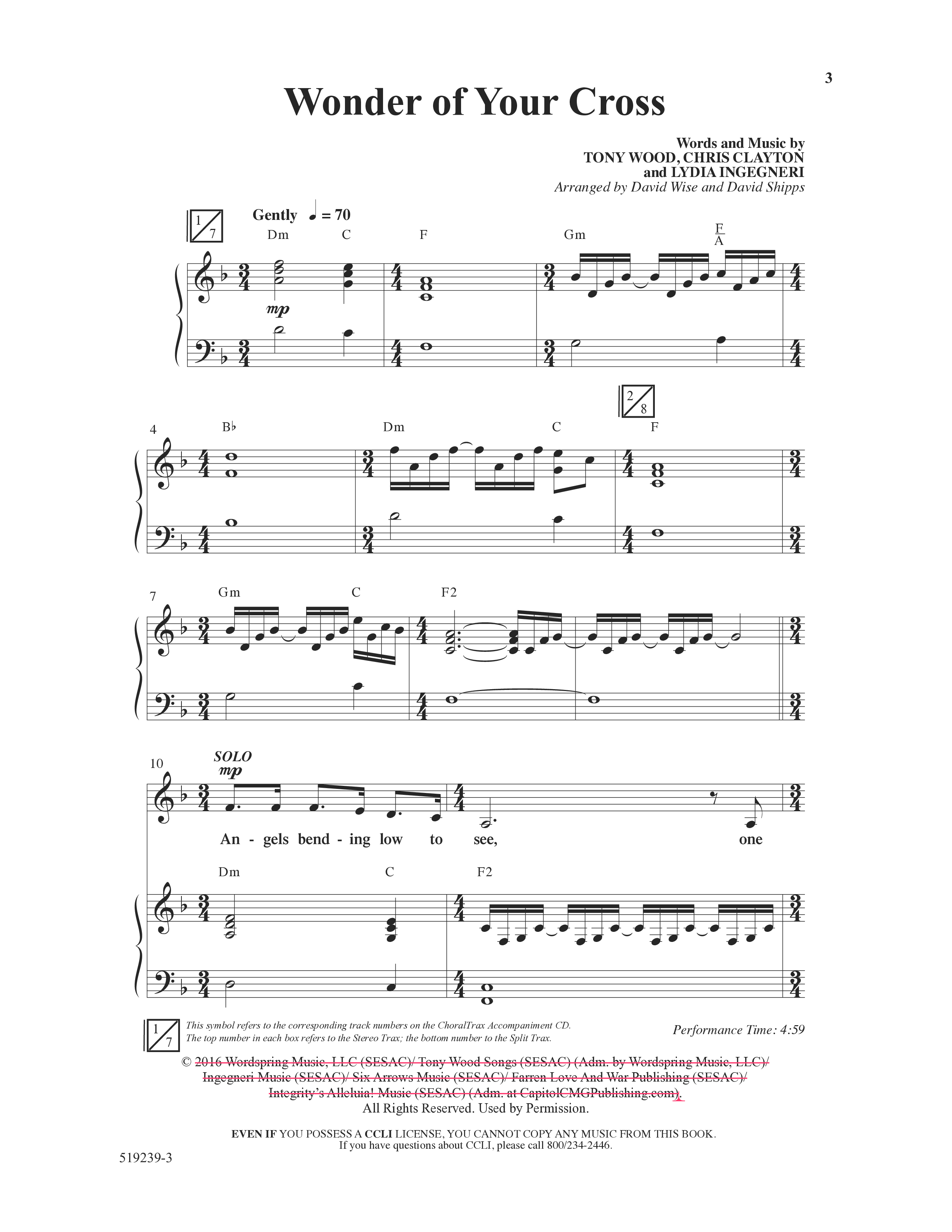 Wonder Of Your Cross (Choral Anthem SATB) Anthem (SATB/Piano) (Word Music Choral / David Wise / David Shipps)