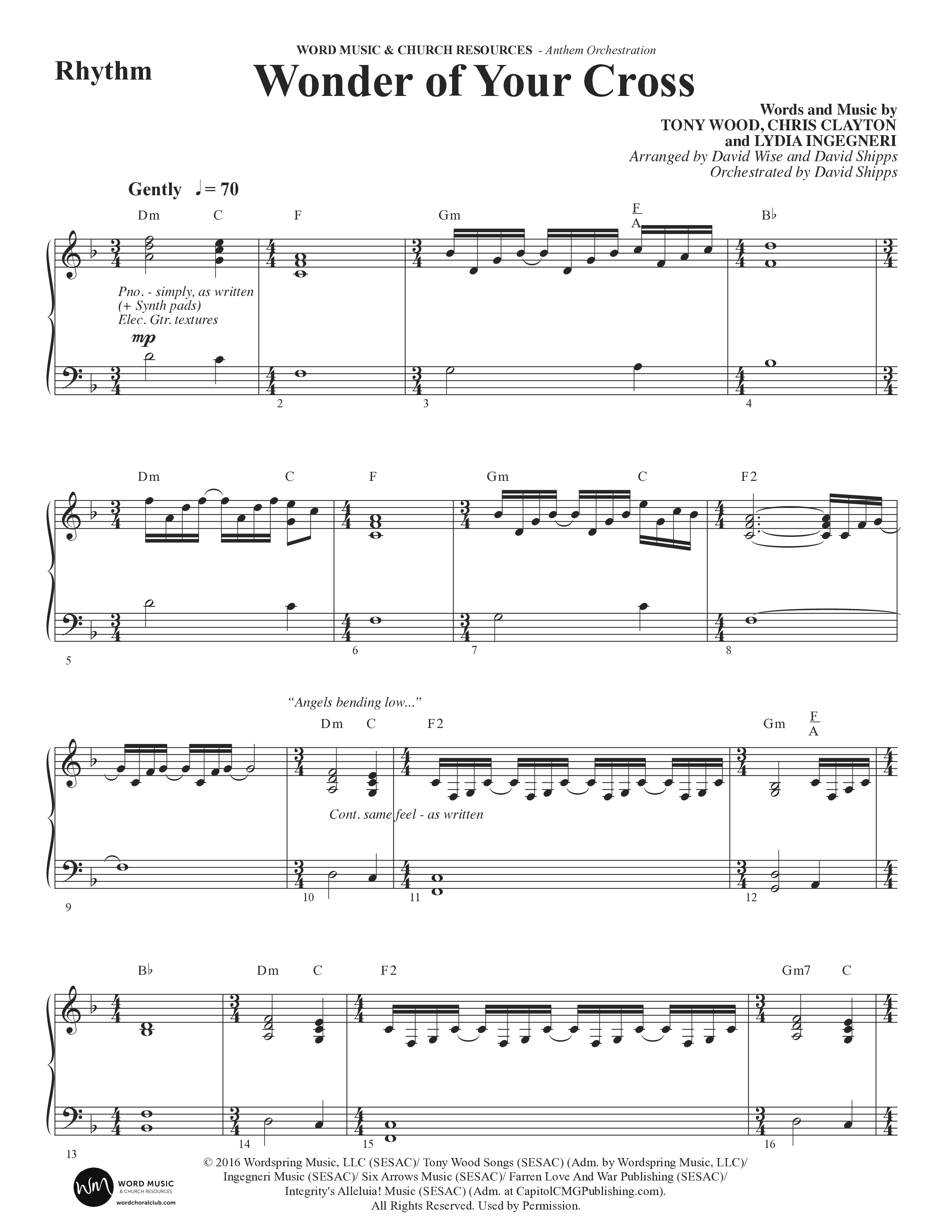 Wonder Of Your Cross (Choral Anthem SATB) Rhythm Chart (Word Music Choral / David Wise / David Shipps)