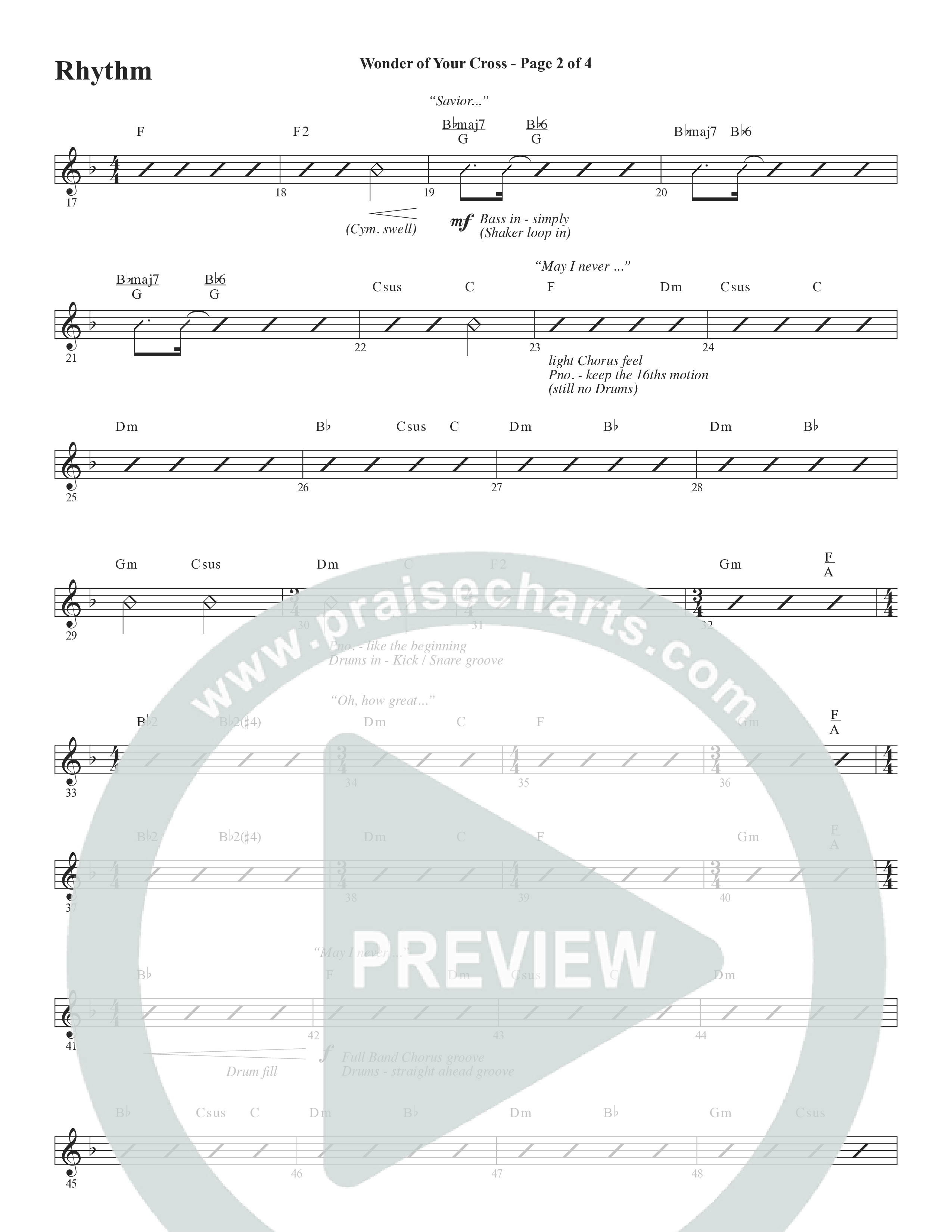 Wonder Of Your Cross (Choral Anthem SATB) Rhythm Chart (Word Music Choral / David Wise / David Shipps)