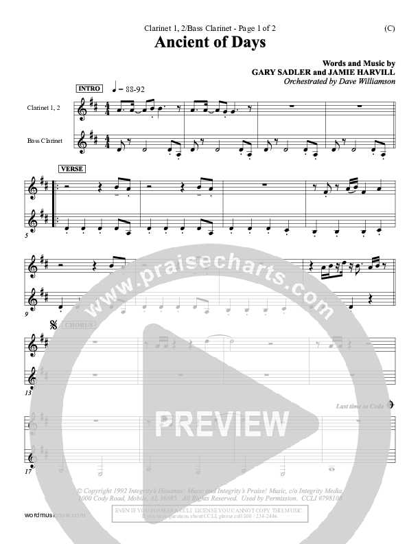 Ancient Of Days Clarinet 1/2, Bass Clarinet (Gary Sadler)
