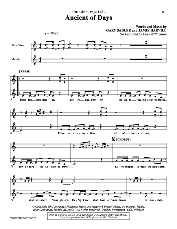 Ancient Of Days Flute/Oboe (Gary Sadler)