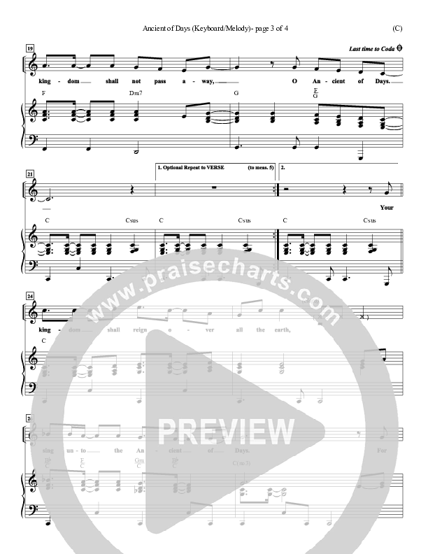 Ancient Of Days Lead Sheet (Gary Sadler)