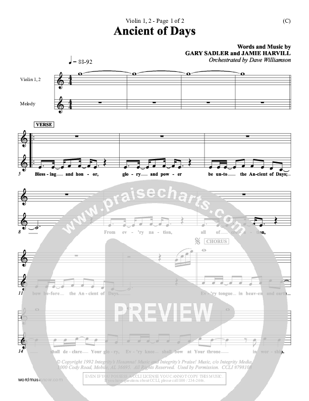 Ancient Of Days Violin 1/2 (Gary Sadler)