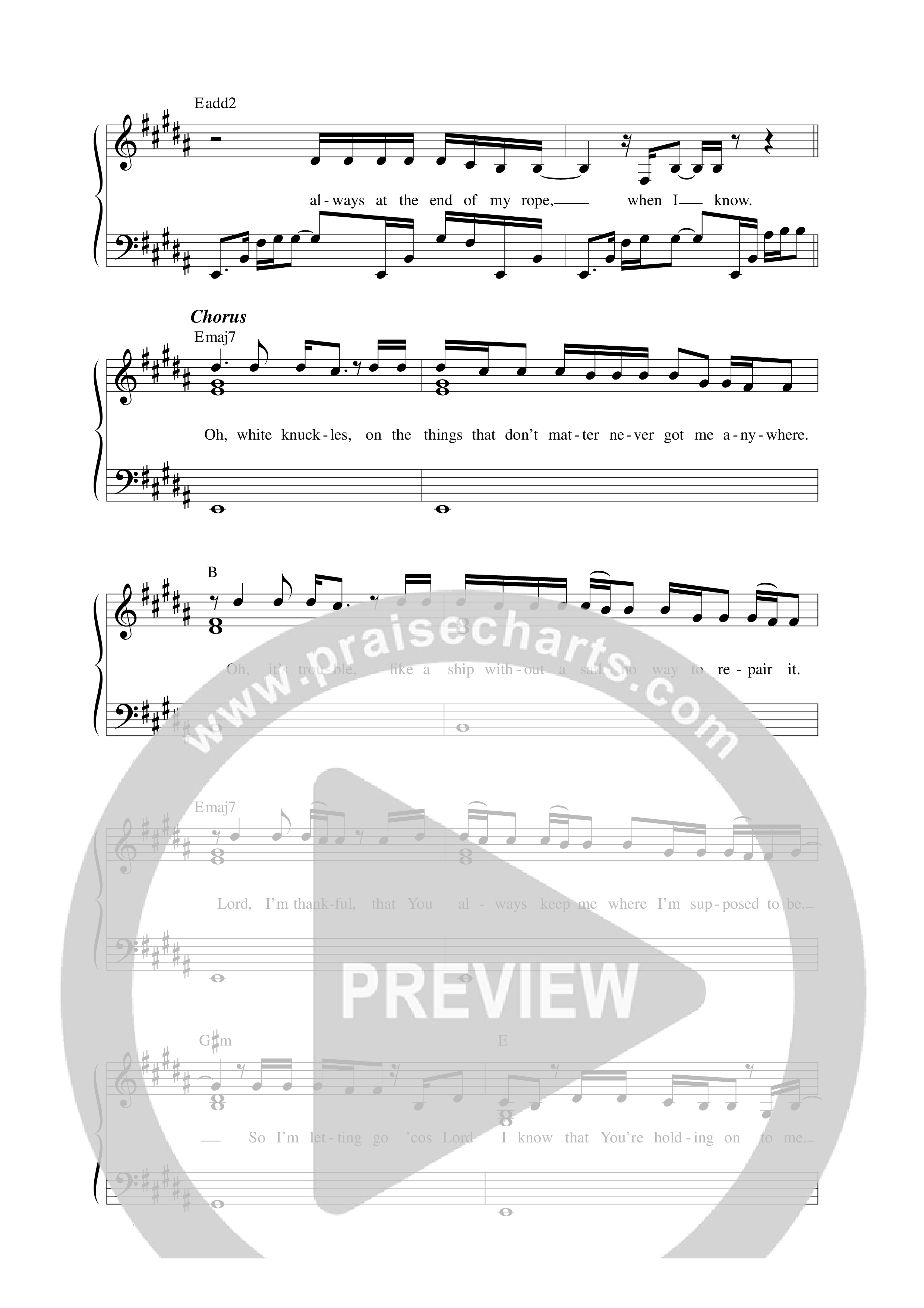 White Knuckles Lead Sheet Melody (Micah Christopher)