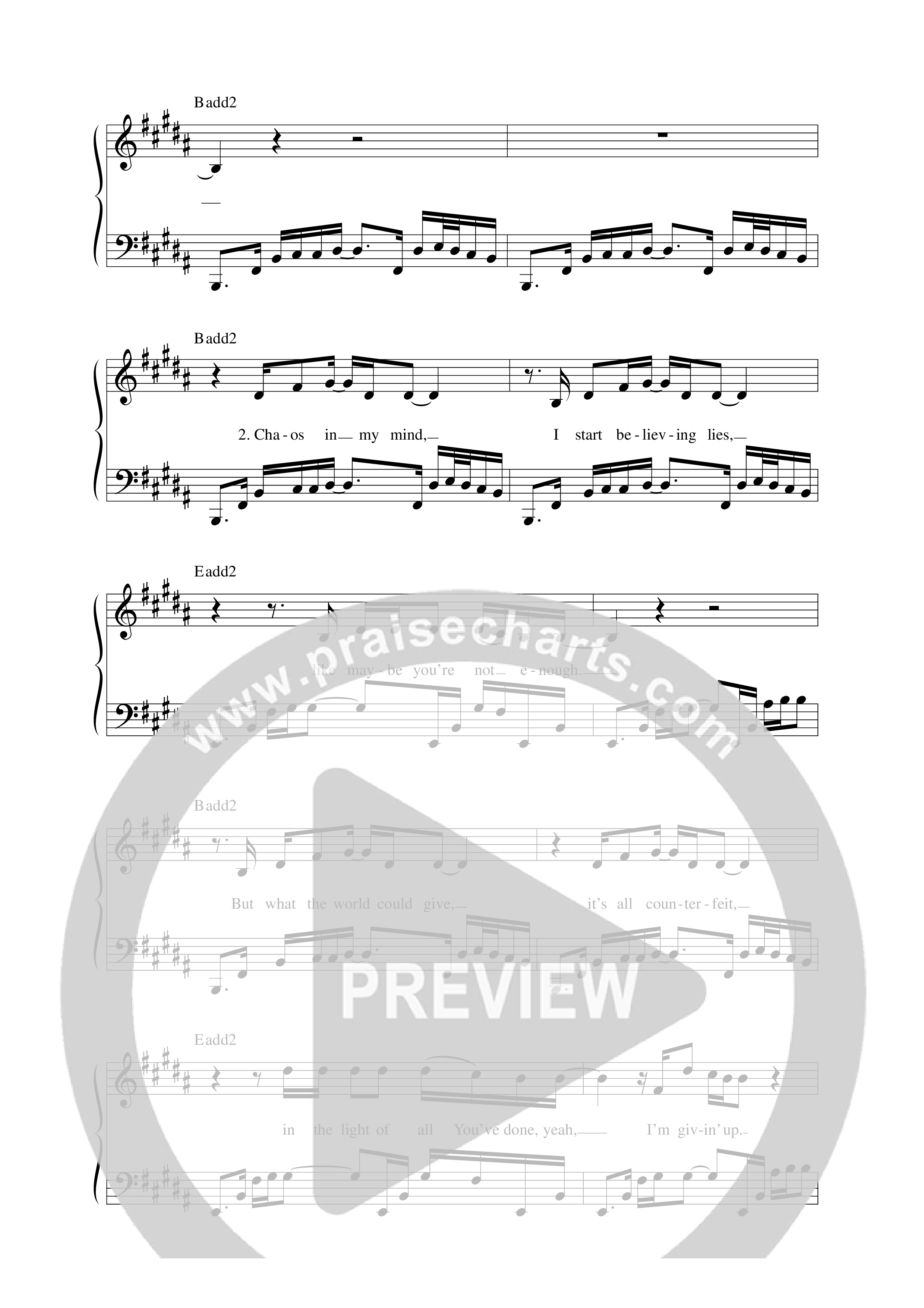 White Knuckles Lead Sheet Melody (Micah Christopher)