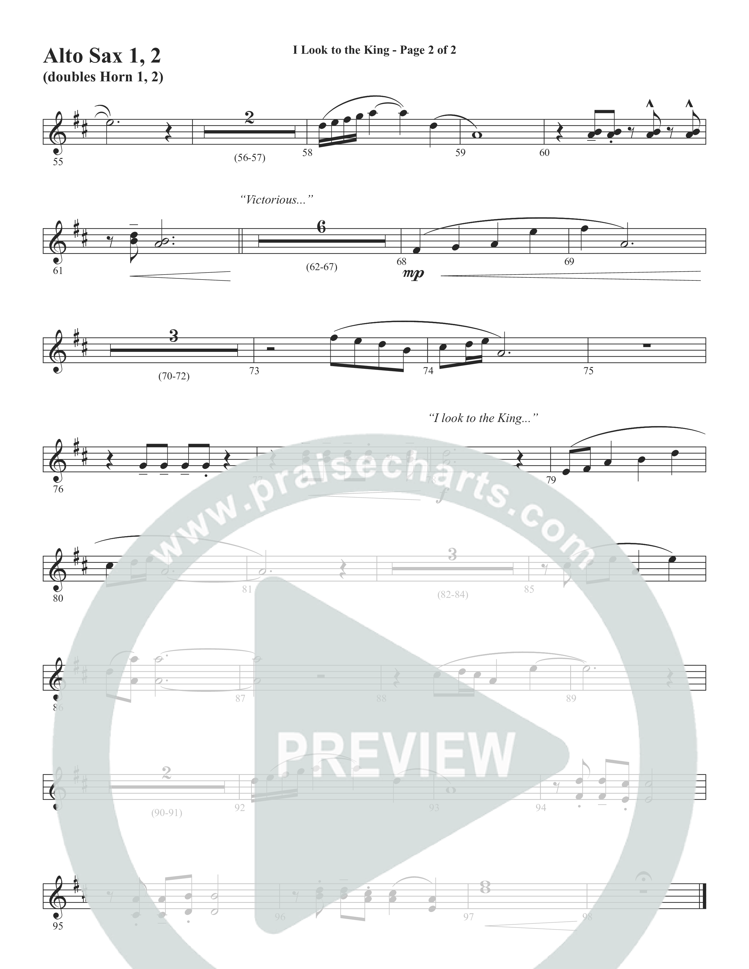 I Look To The King (Choral Anthem SATB) Alto Sax 1/2 (Word Music Choral / Orch. J. Daniel Smith)