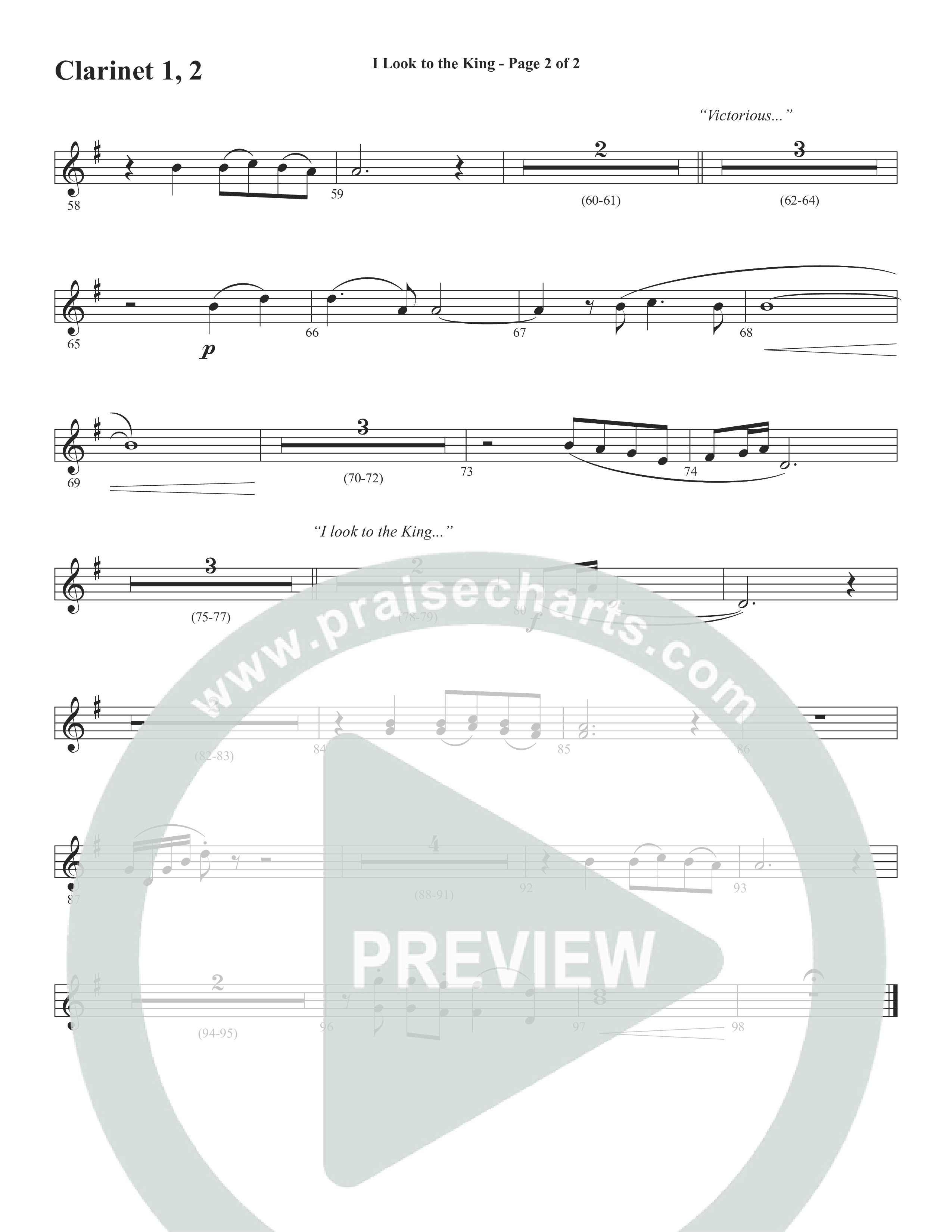 I Look To The King (Choral Anthem SATB) Clarinet 1/2 (Word Music Choral / Orch. J. Daniel Smith)