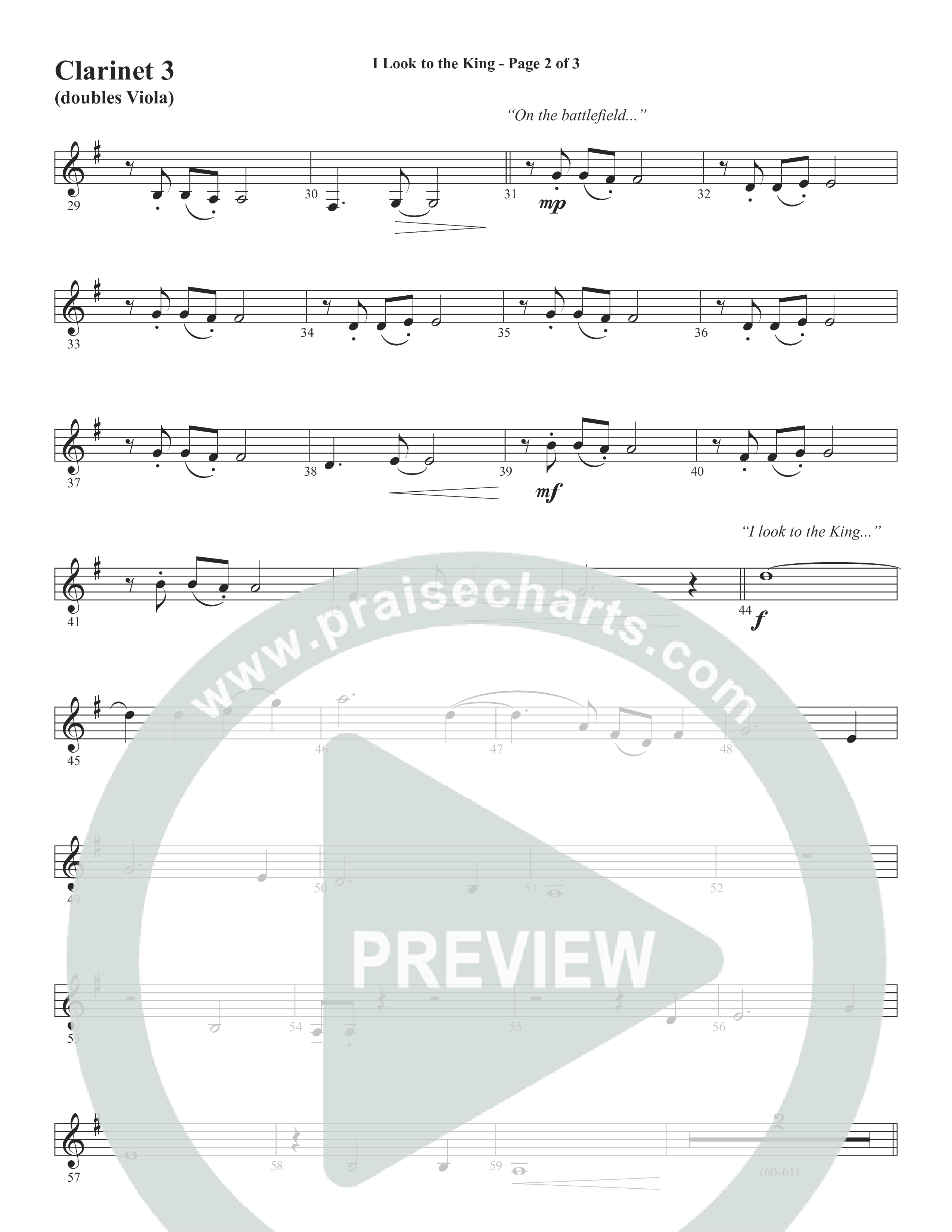I Look To The King (Choral Anthem SATB) Clarinet 3 (Word Music Choral / Orch. J. Daniel Smith)