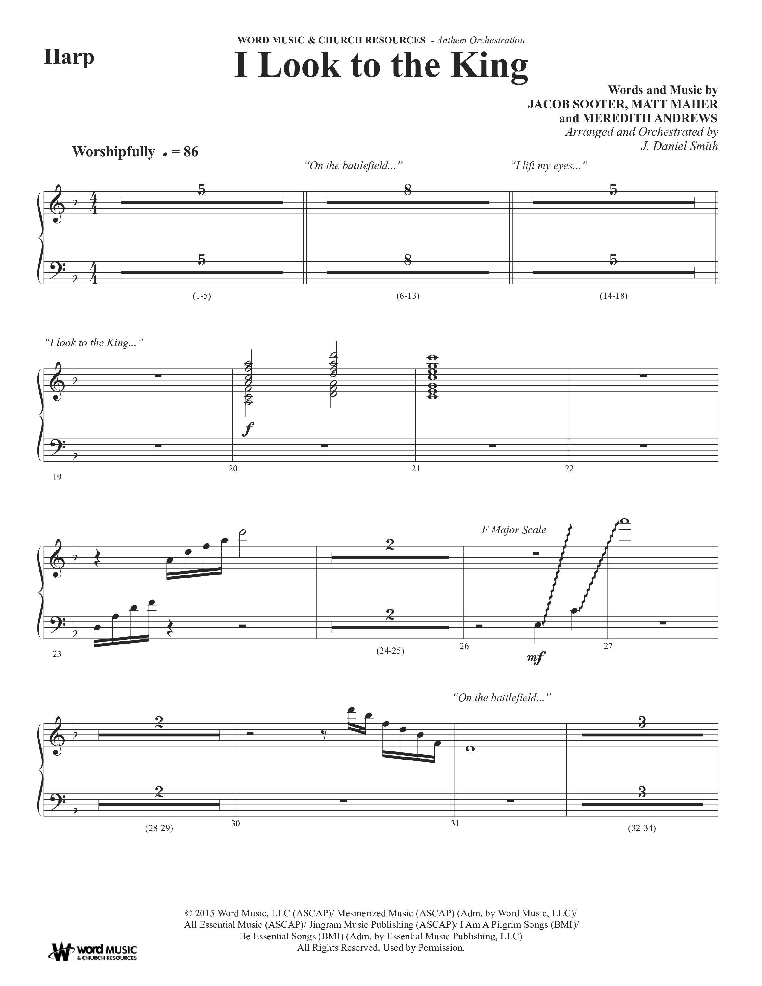 I Look To The King (Choral Anthem SATB) Harp (Word Music Choral / Orch. J. Daniel Smith)
