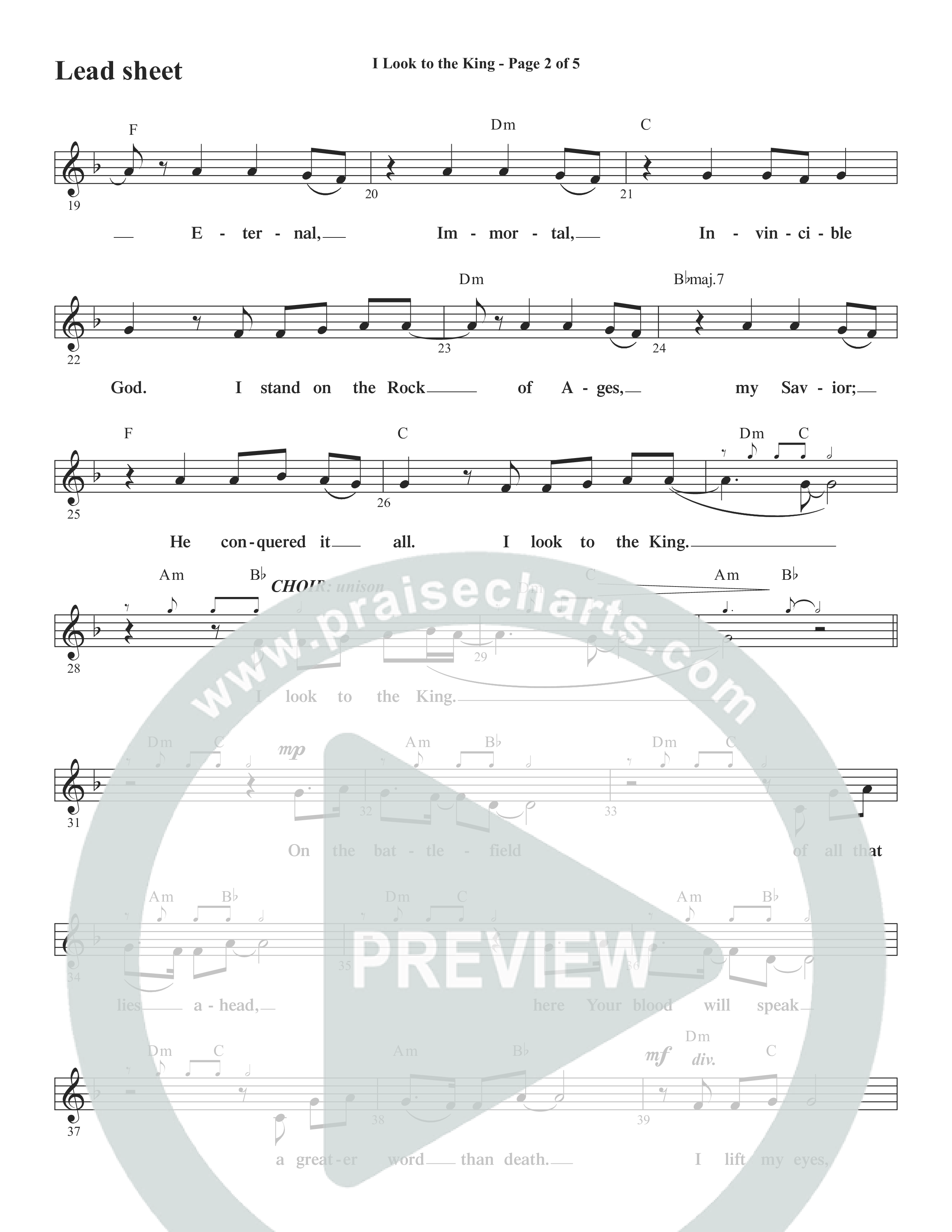 I Look To The King (Choral Anthem SATB) Lead Sheet (Melody) (Word Music Choral / Orch. J. Daniel Smith)