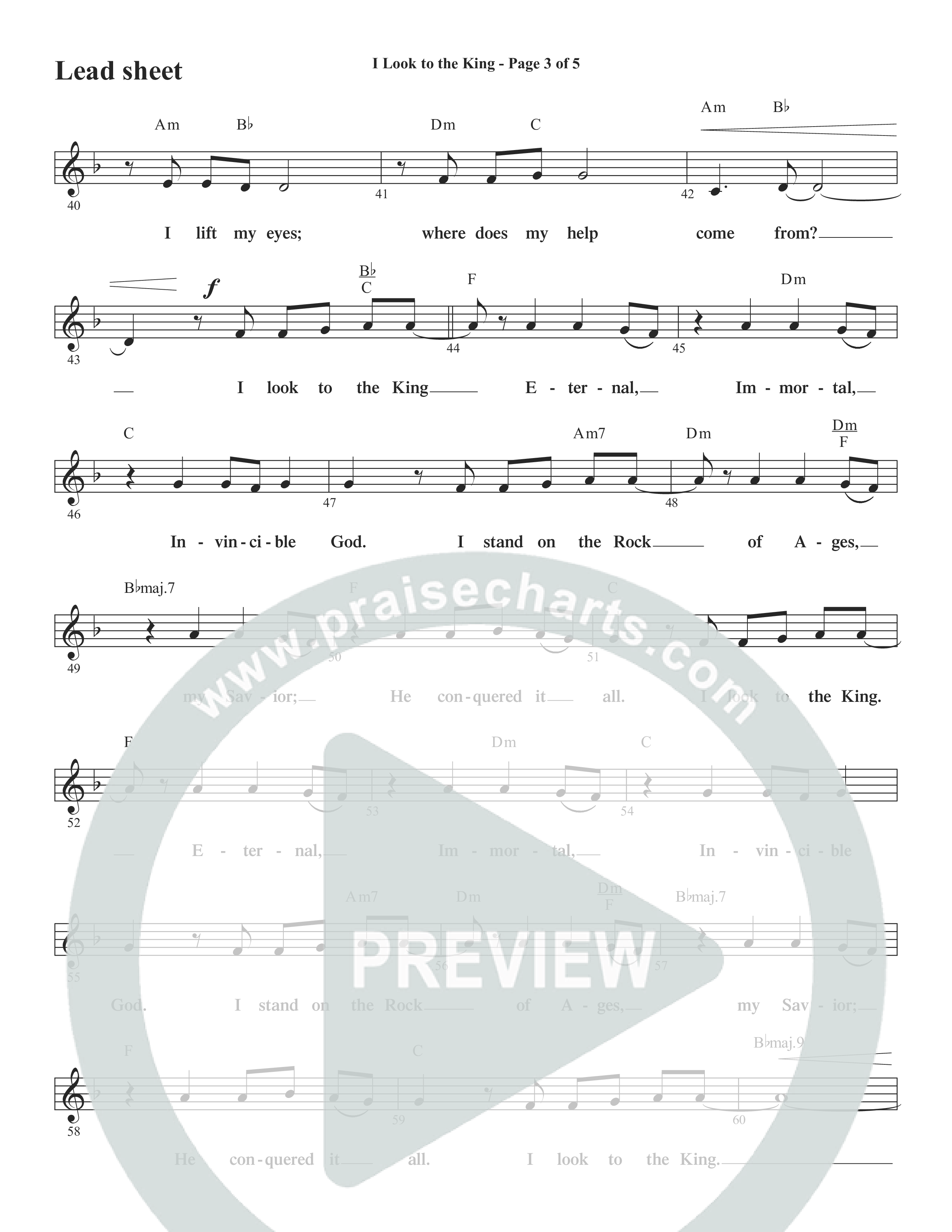 I Look To The King (Choral Anthem SATB) Lead Sheet (Melody) (Word Music Choral / Orch. J. Daniel Smith)