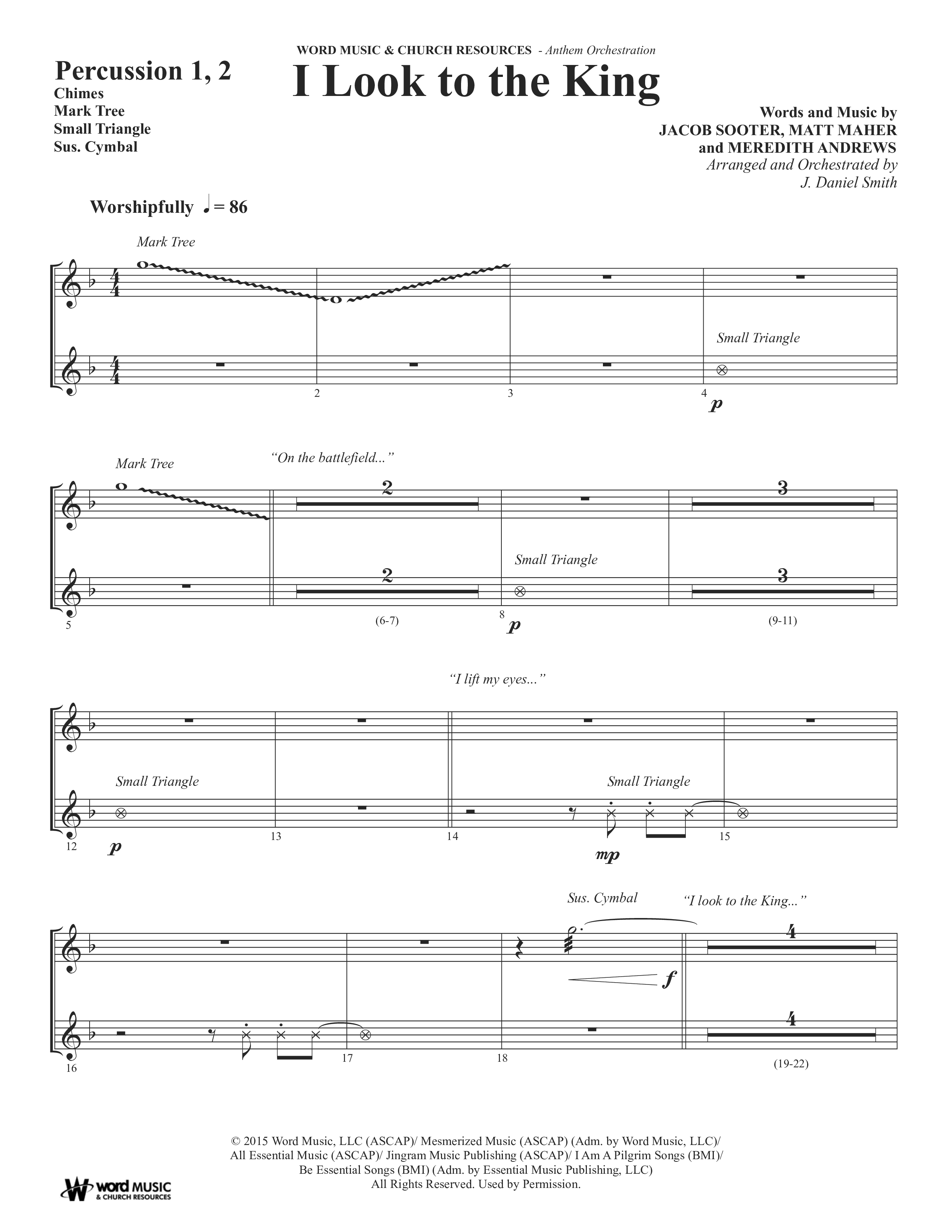 I Look To The King (Choral Anthem SATB) Percussion (Word Music Choral / Orch. J. Daniel Smith)