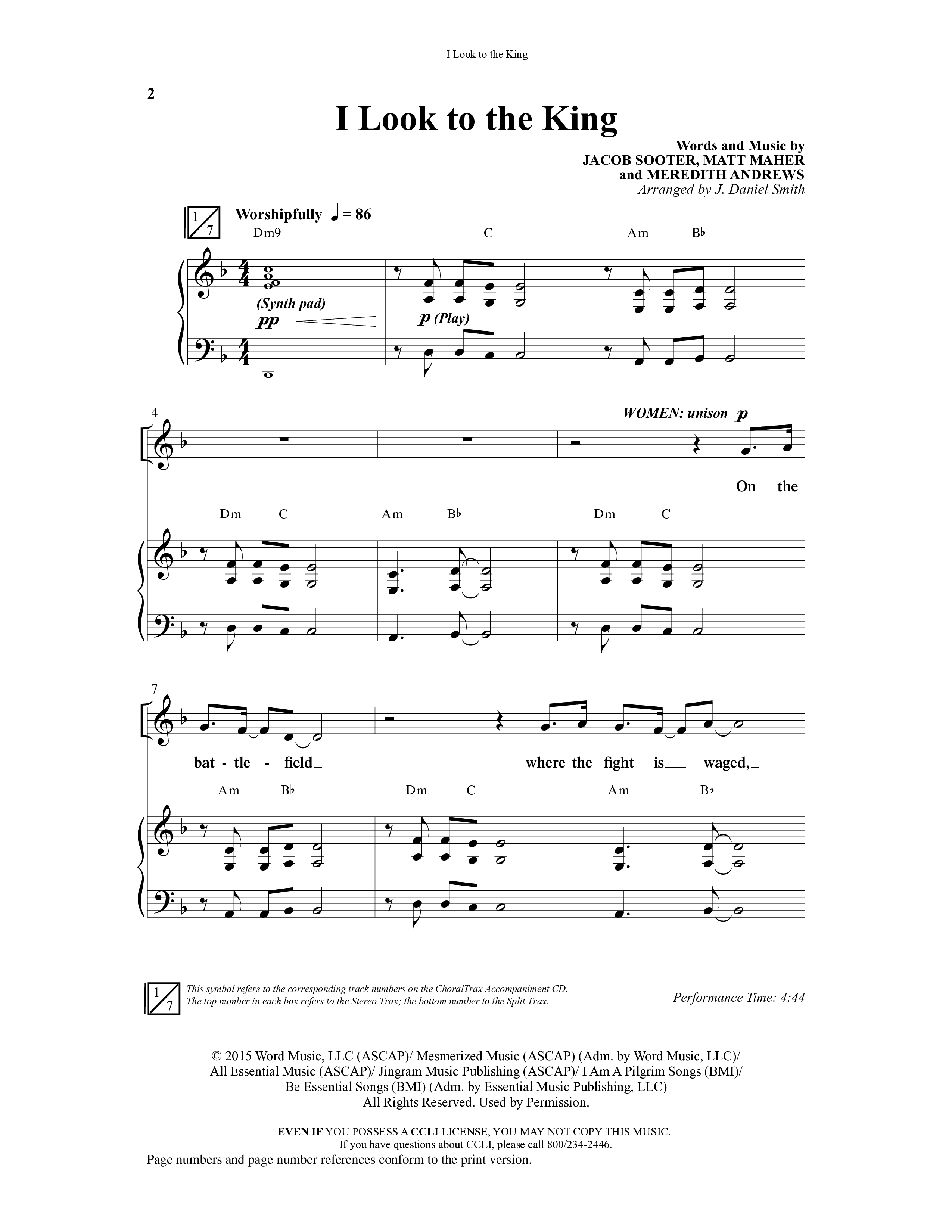 I Look To The King (Choral Anthem SATB) Anthem (SATB/Piano) (Word Music Choral / Orch. J. Daniel Smith)