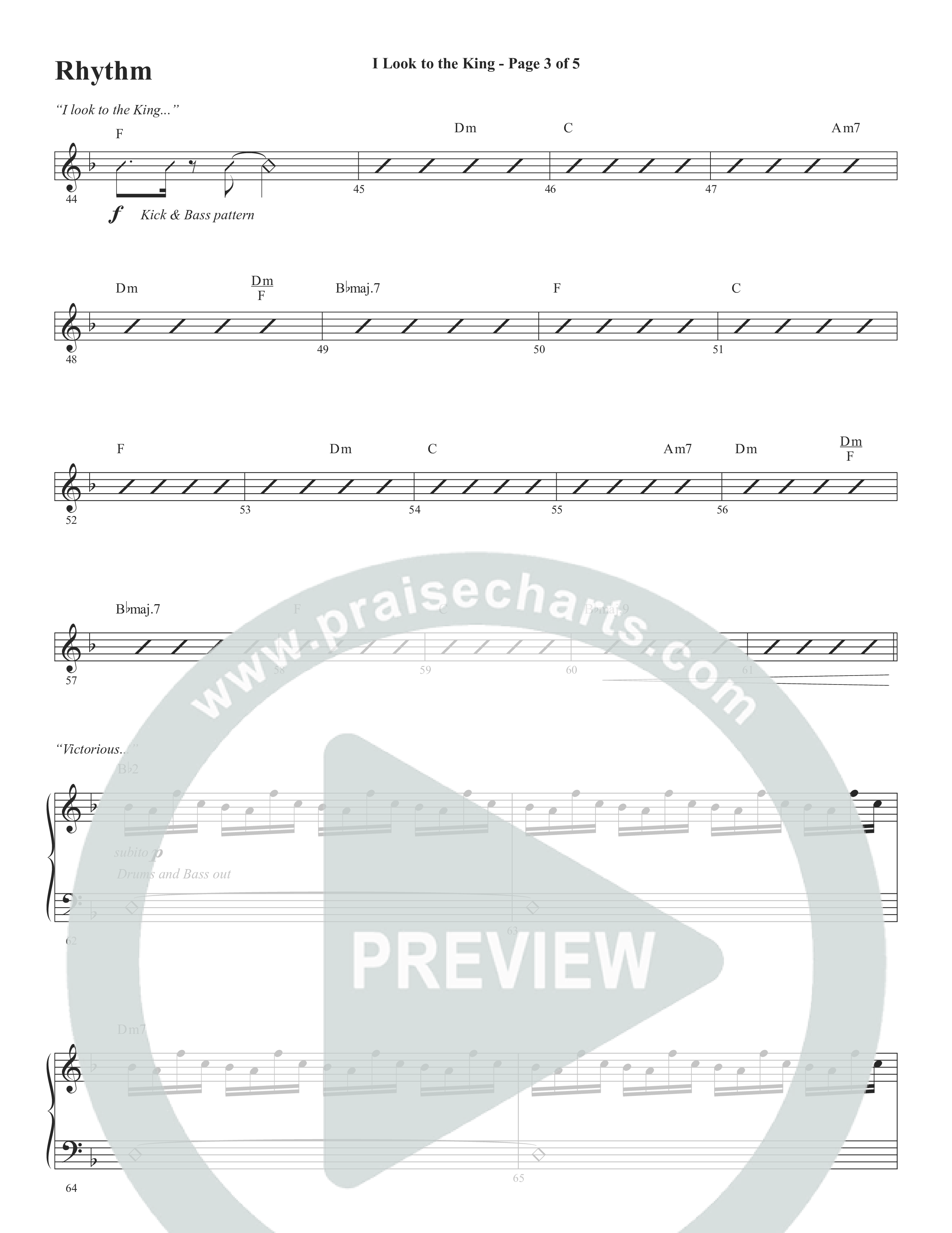 I Look To The King (Choral Anthem SATB) Rhythm Chart (Word Music Choral / Orch. J. Daniel Smith)