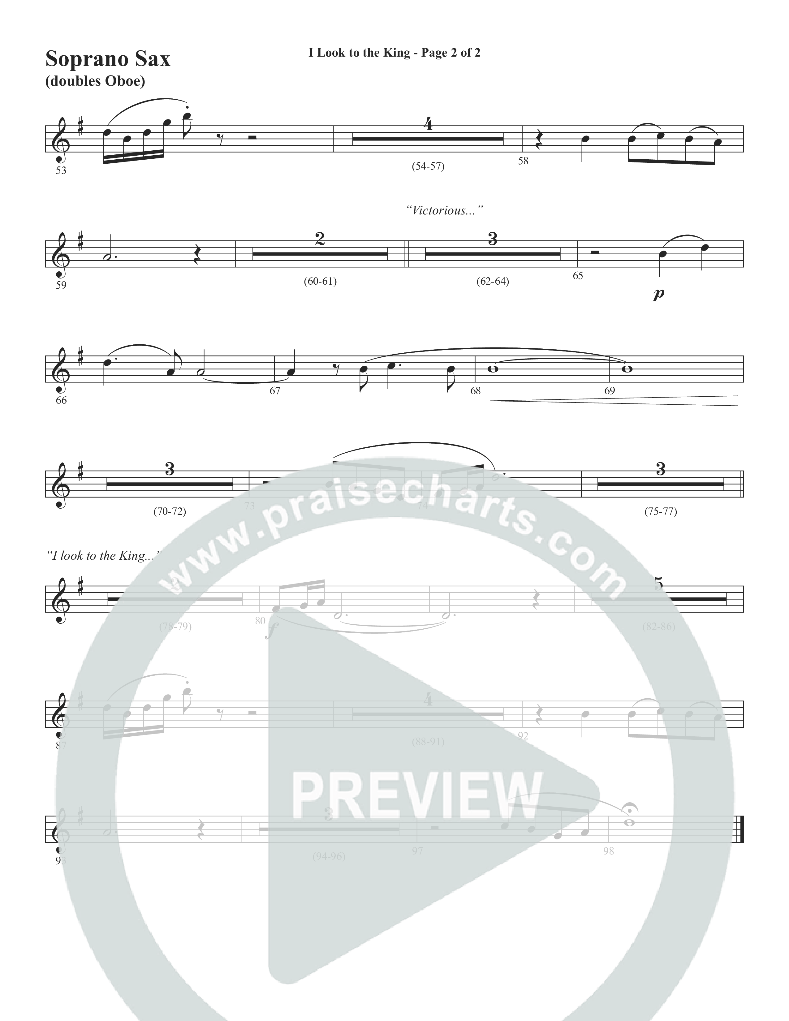 I Look To The King (Choral Anthem SATB) Soprano Sax (Word Music Choral / Orch. J. Daniel Smith)
