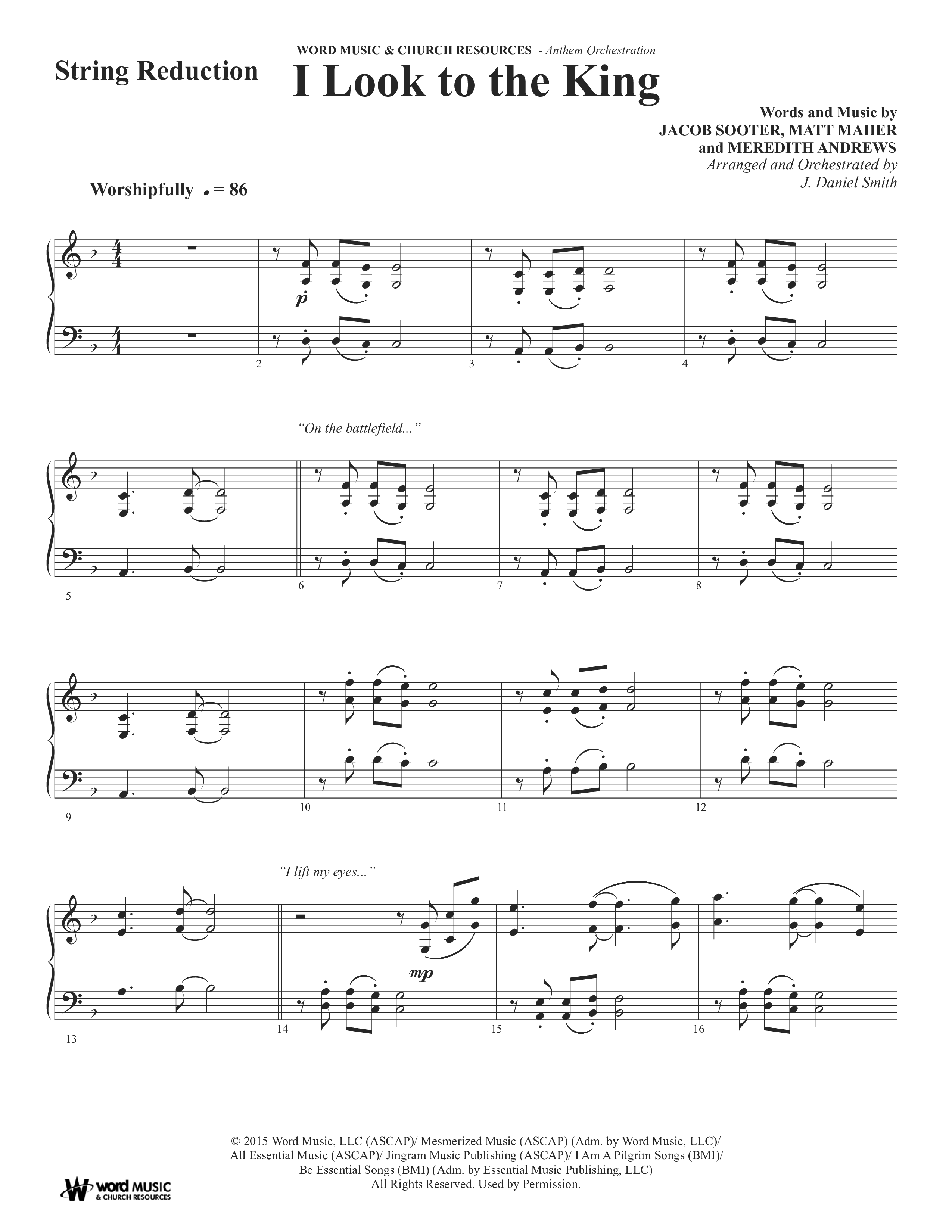 I Look To The King (Choral Anthem SATB) String Reduction (Word Music Choral / Orch. J. Daniel Smith)