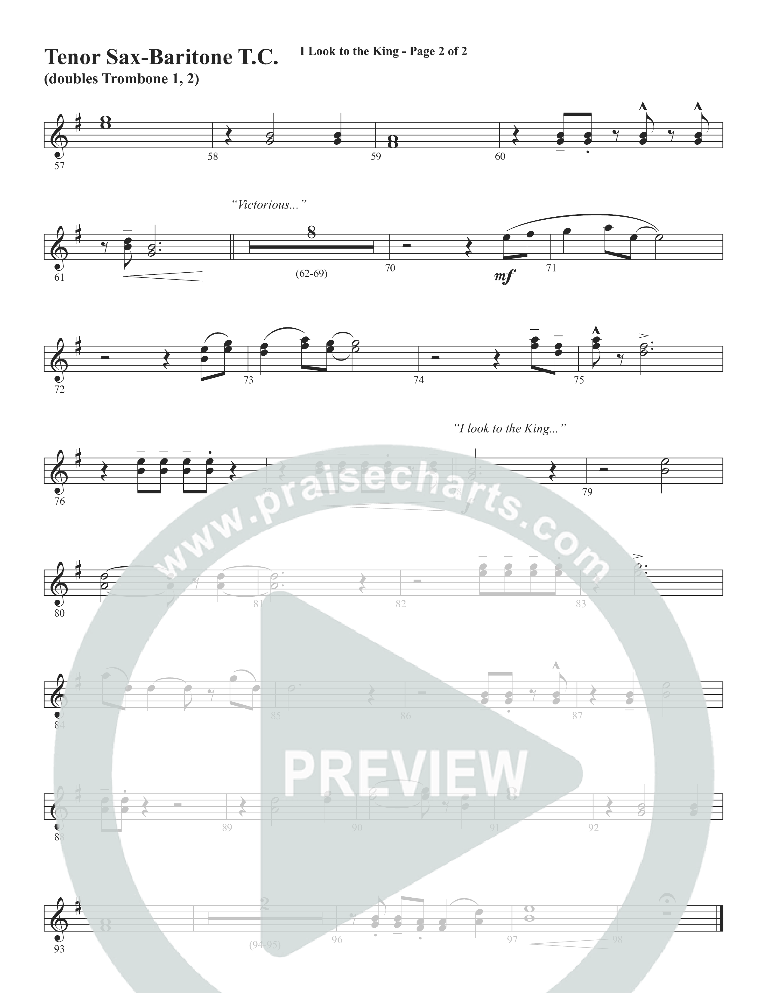 I Look To The King (Choral Anthem SATB) Tenor Sax/Baritone T.C. (Word Music Choral / Orch. J. Daniel Smith)