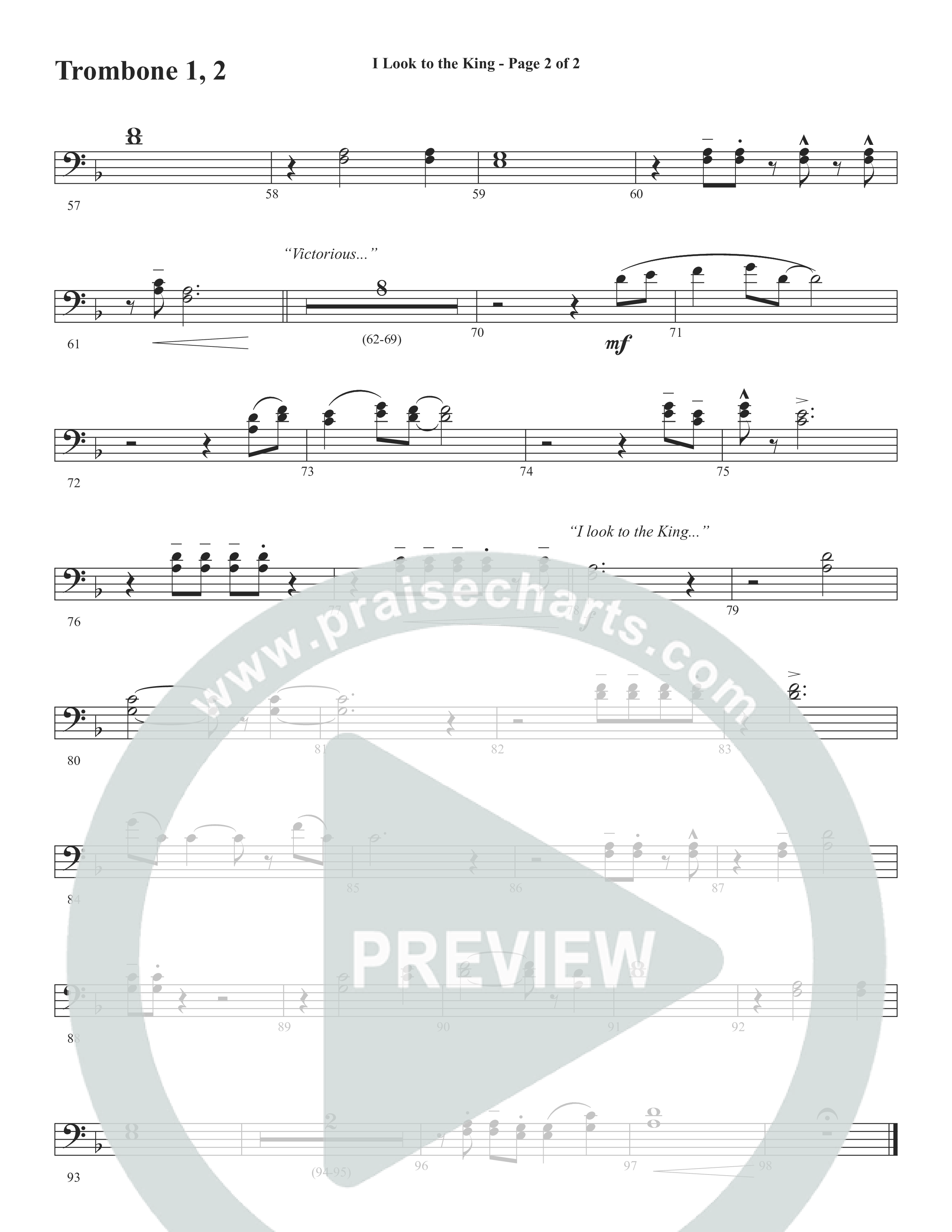 I Look To The King (Choral Anthem SATB) Trombone (Word Music Choral / Orch. J. Daniel Smith)