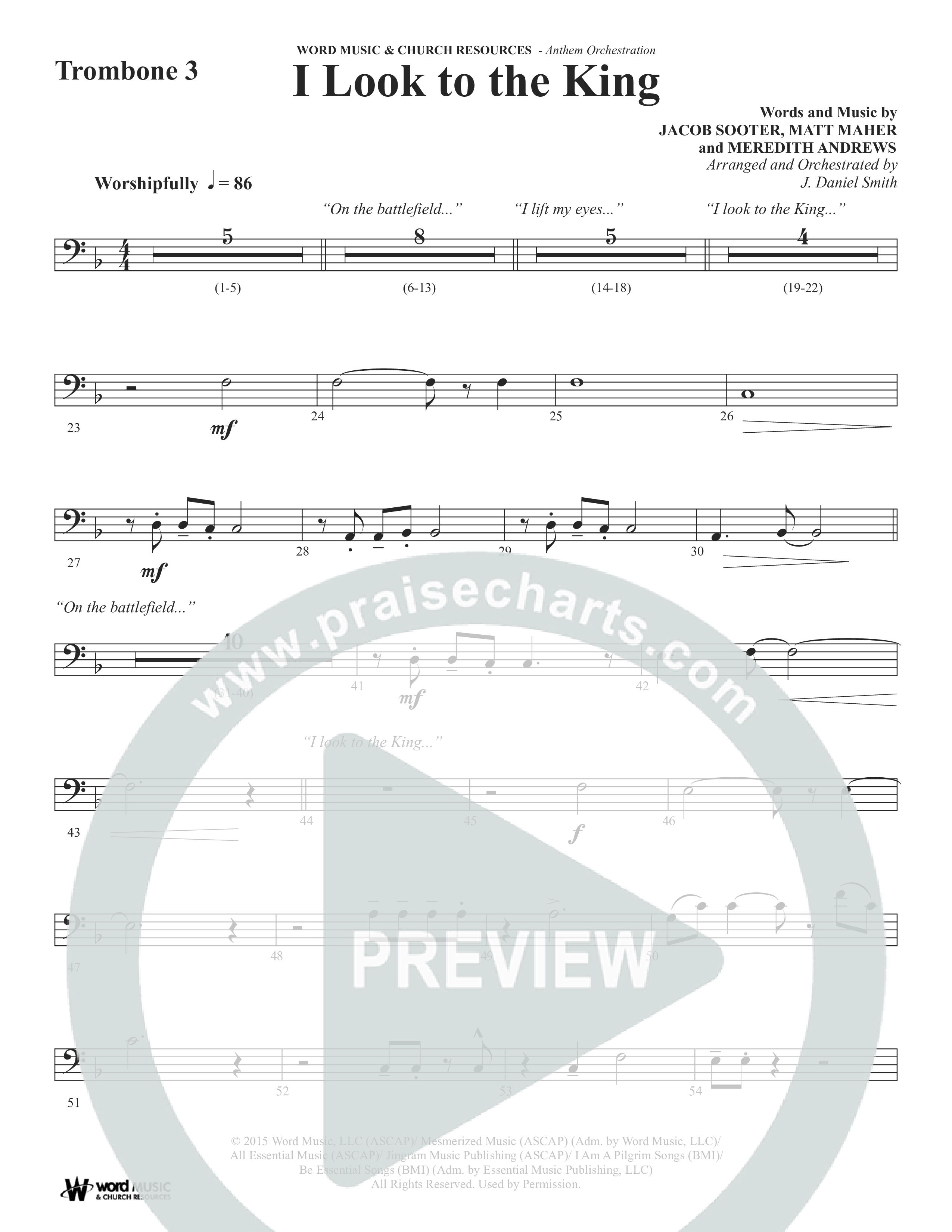 I Look To The King (Choral Anthem SATB) Trombone (Word Music Choral / Orch. J. Daniel Smith)