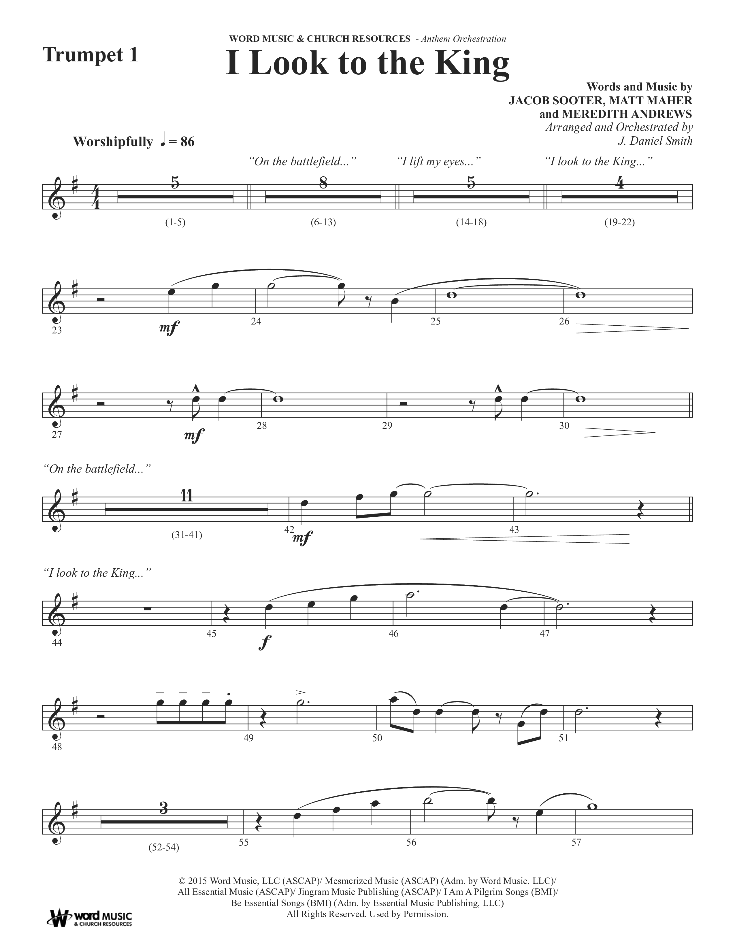 I Look To The King (Choral Anthem SATB) Trumpet (Word Music Choral / Orch. J. Daniel Smith)