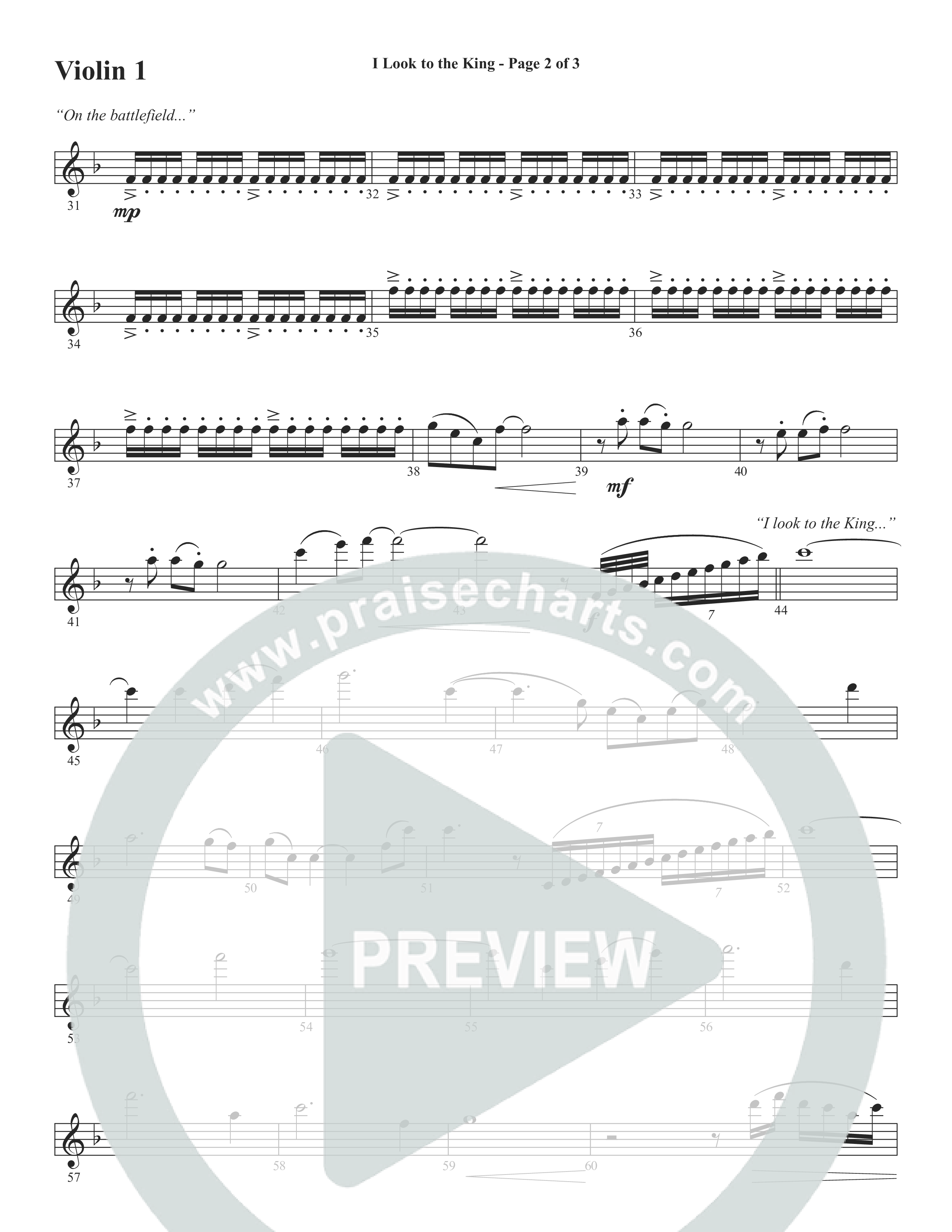 I Look To The King (Choral Anthem SATB) Violin 1/2 (Word Music Choral / Orch. J. Daniel Smith)