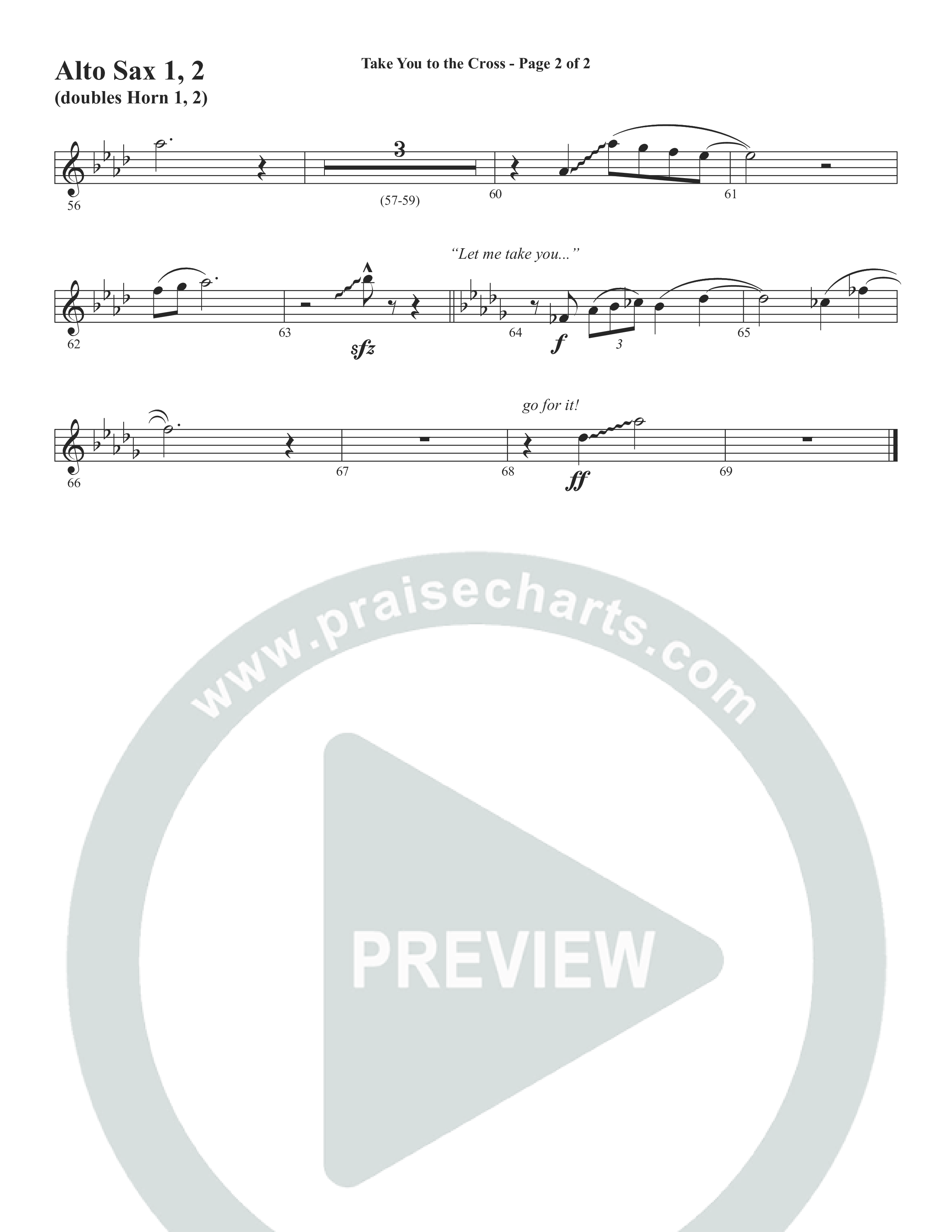 Take You To The Cross (Choral Anthem SATB) Alto Sax 1/2 (Word Music Choral / Arr. David Wise)