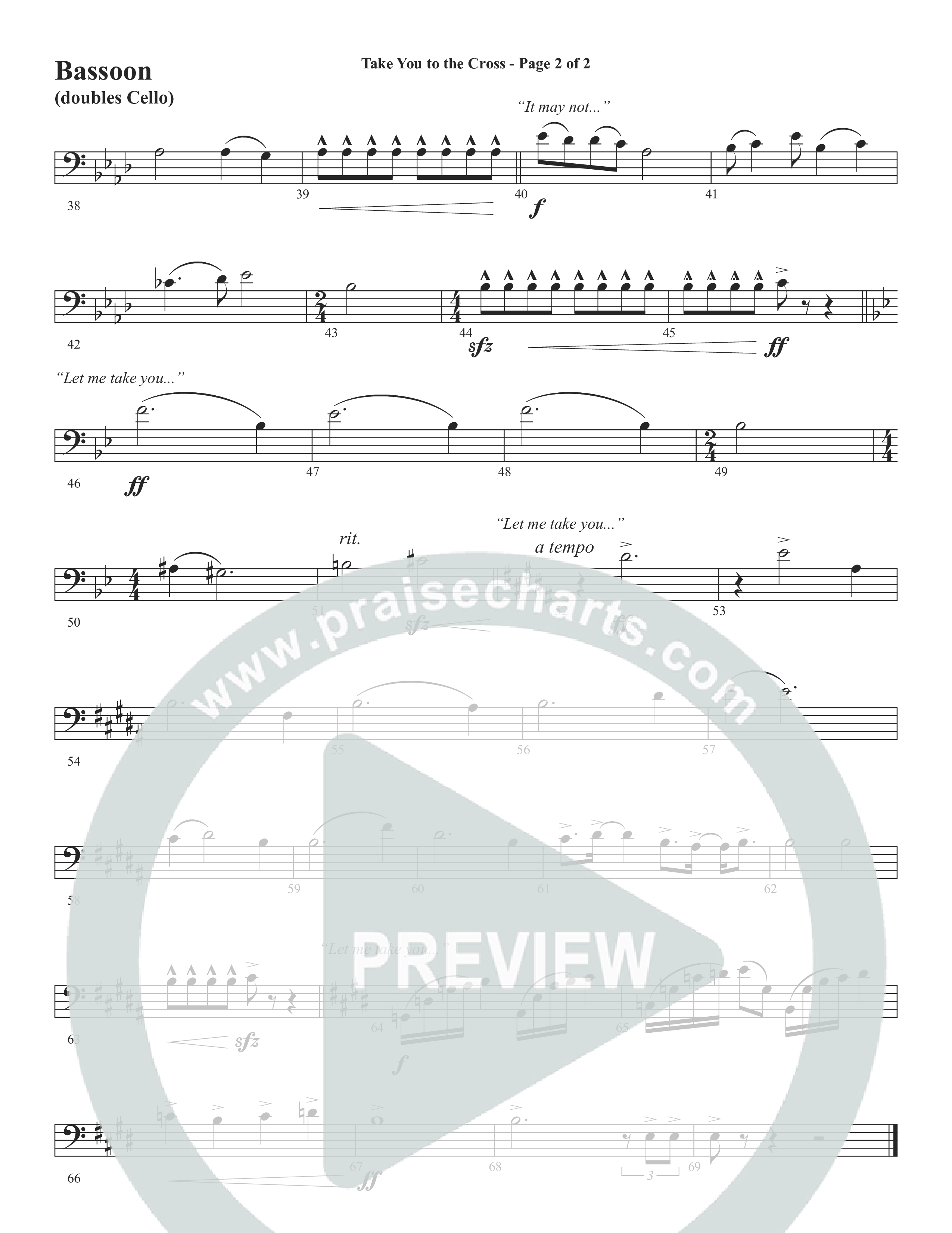 Take You To The Cross (Choral Anthem SATB) Bassoon (Word Music Choral / Arr. David Wise)