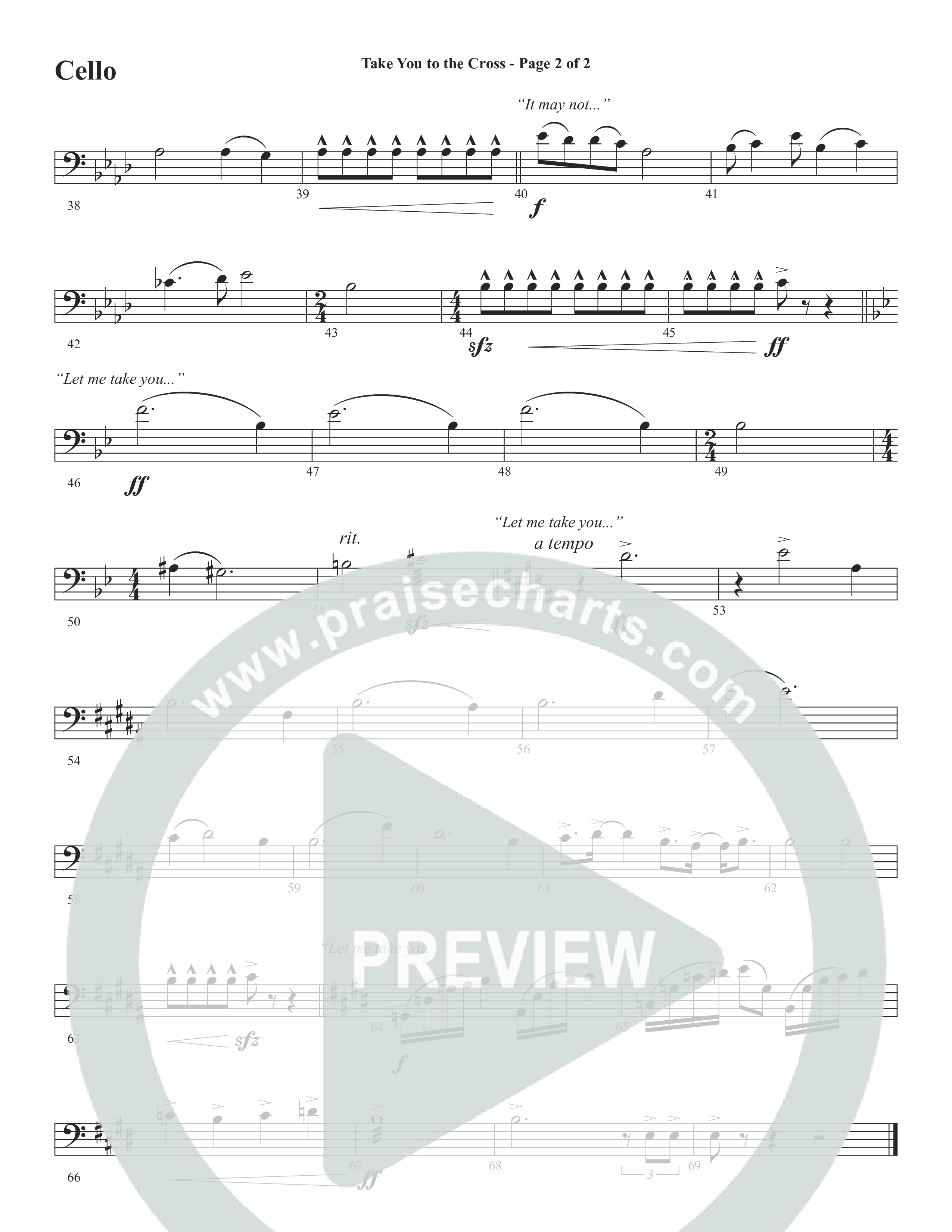 Take You To The Cross (Choral Anthem SATB) Cello (Word Music Choral / Arr. David Wise)