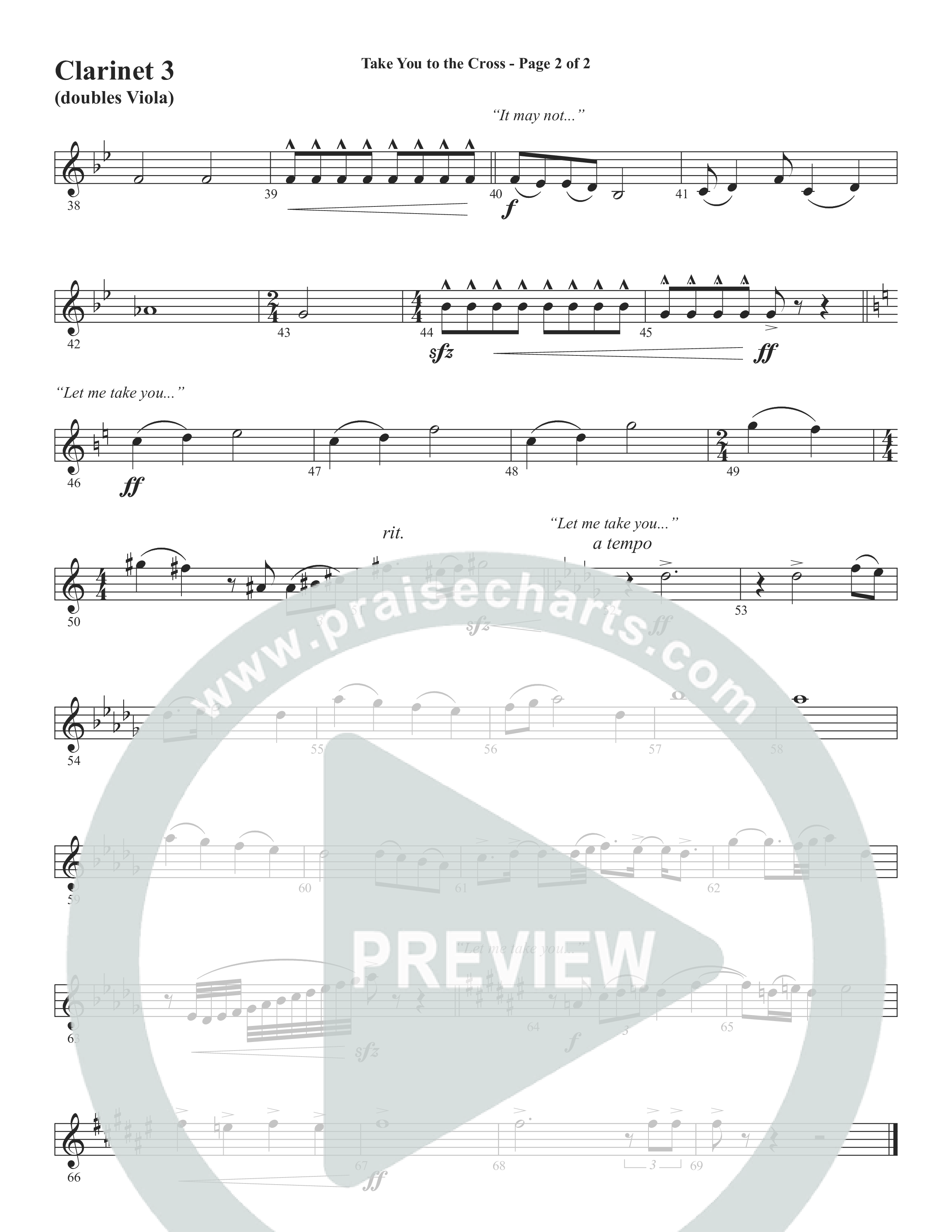 Take You To The Cross (Choral Anthem SATB) Clarinet 3 (Word Music Choral / Arr. David Wise)