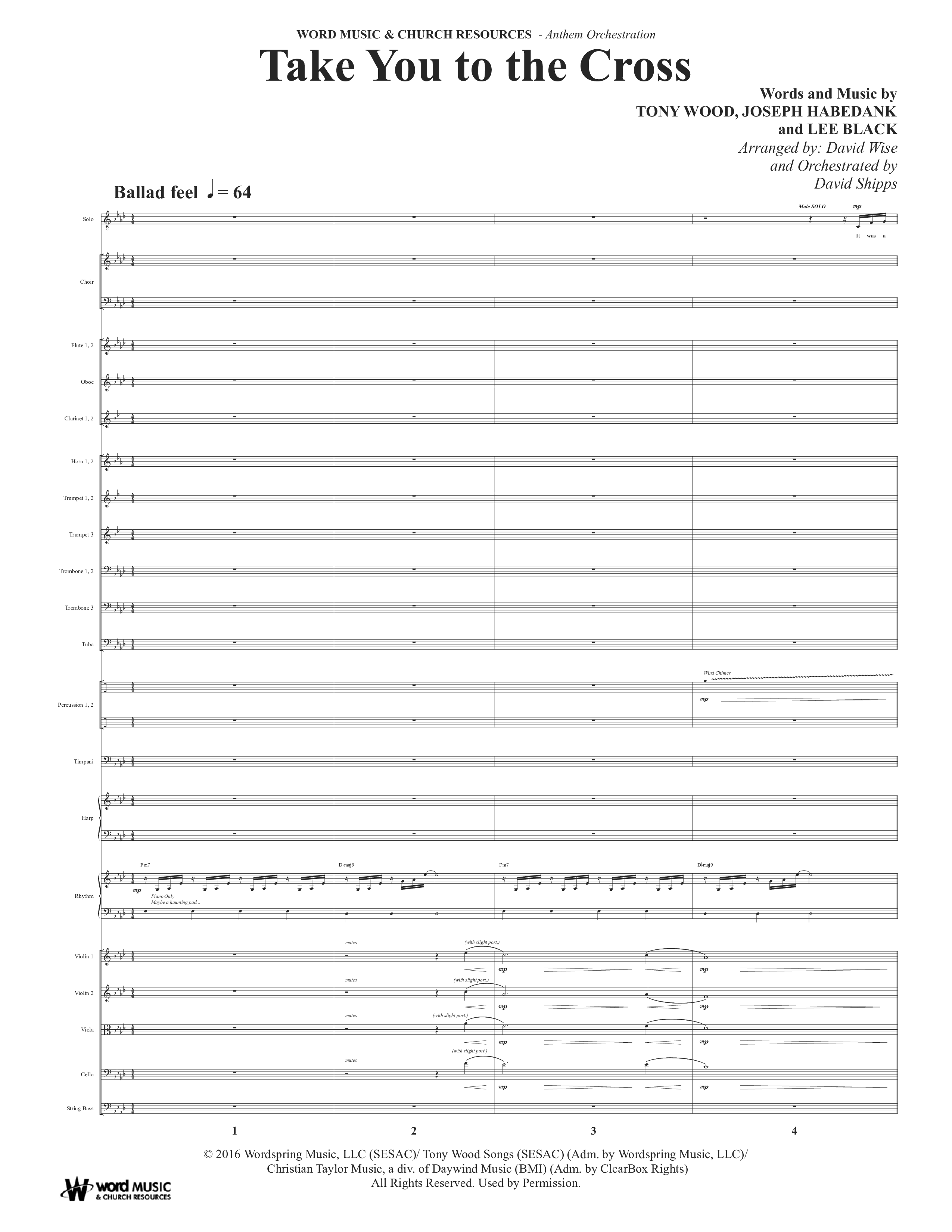 Take You To The Cross (Choral Anthem SATB) Orchestration (Word Music Choral / Arr. David Wise)