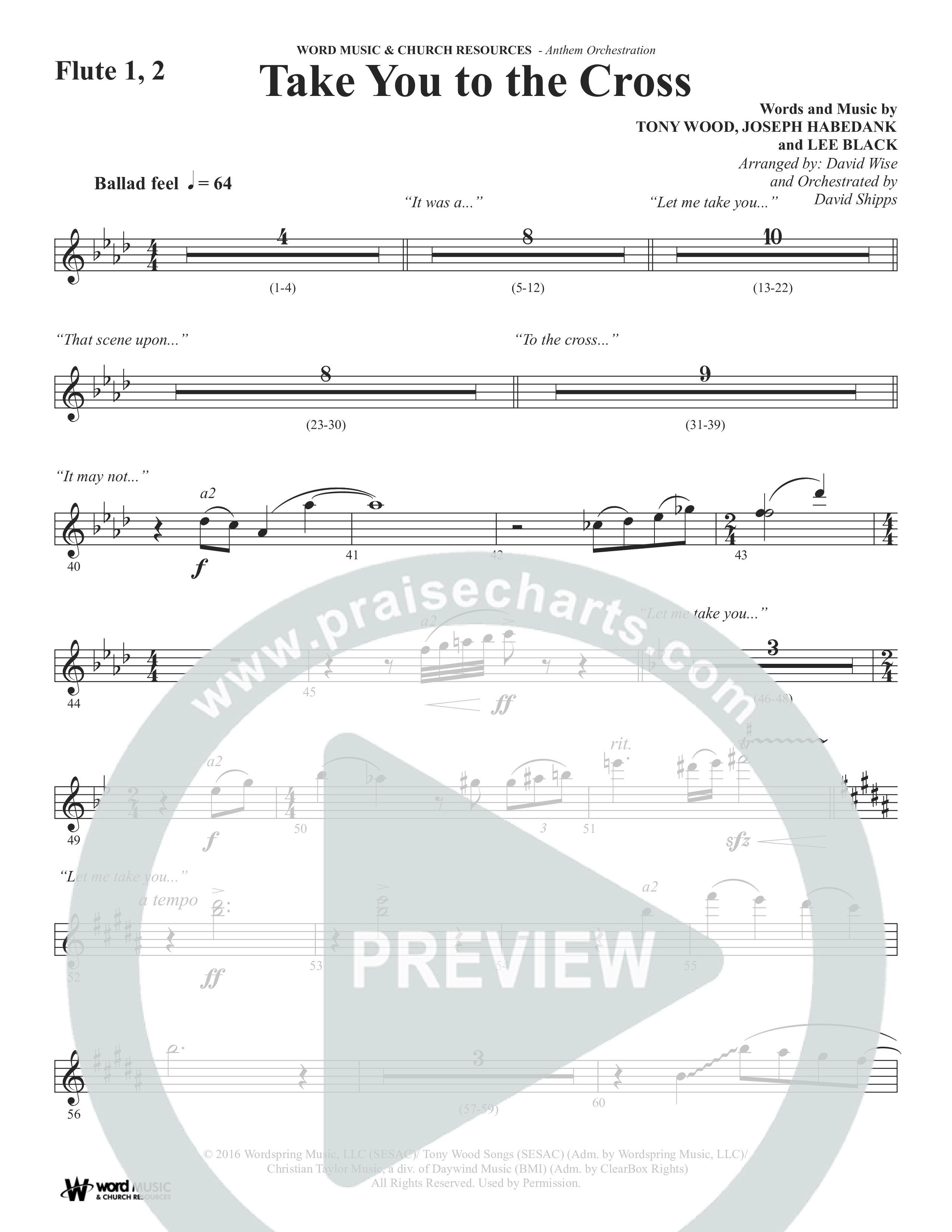 Take You To The Cross (Choral Anthem SATB) Flute 1/2 (Word Music Choral / Arr. David Wise)
