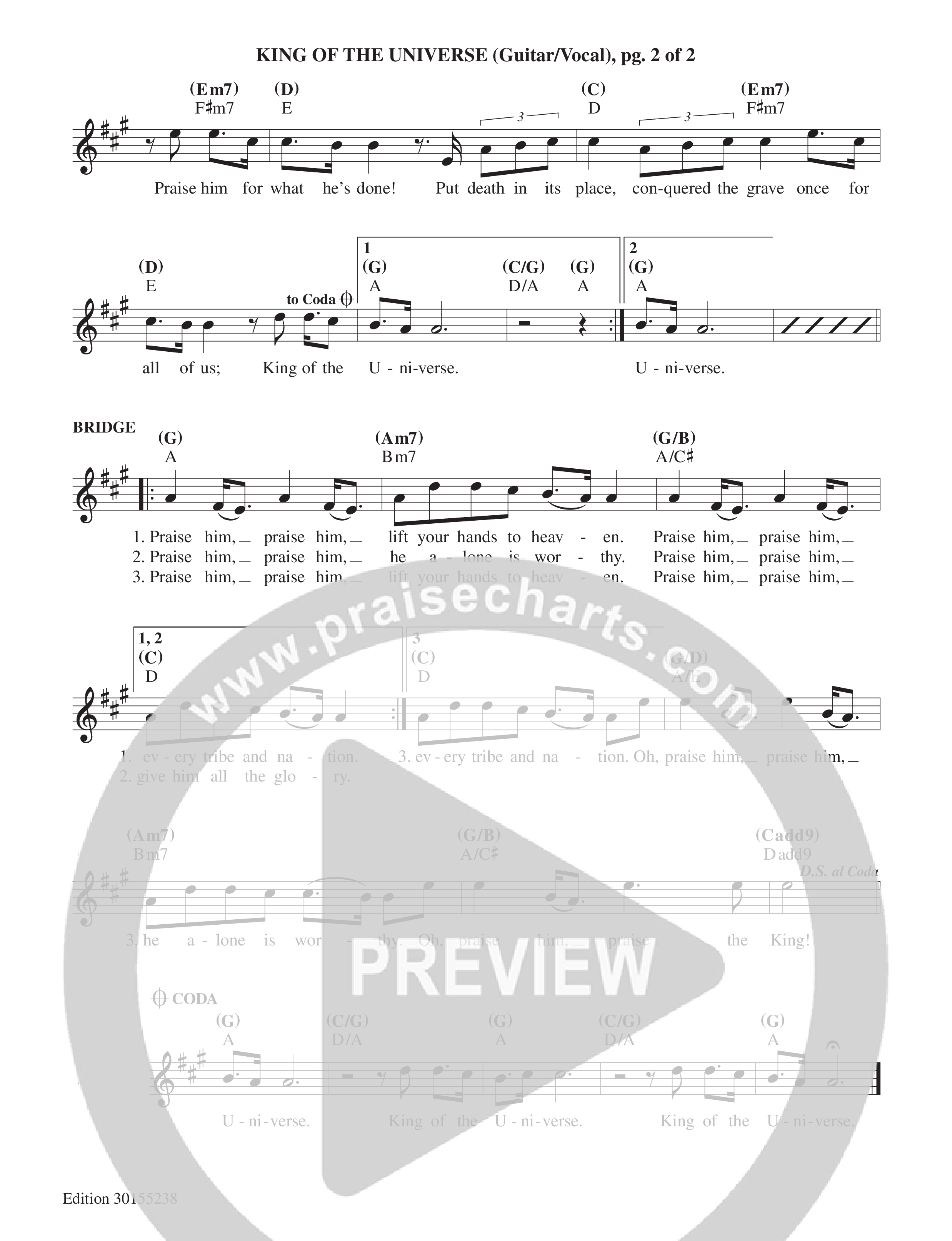 King Of The Universe Lead Sheet Melody (Echo Harbor Worship)