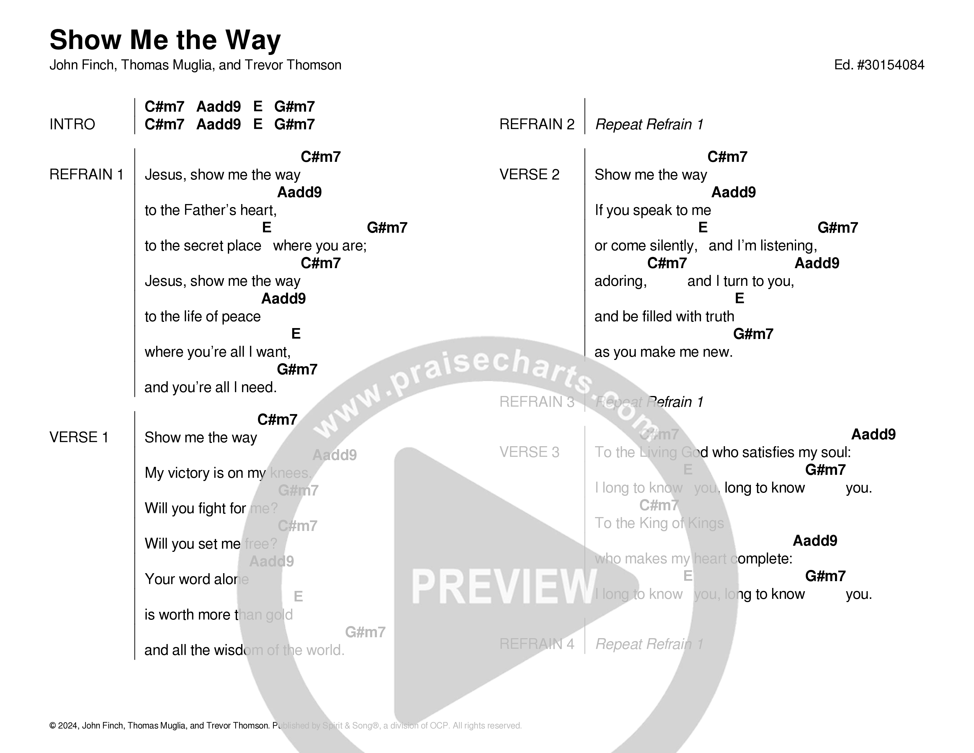 Show Me The Way Chord Chart (Echo Harbor Worship)