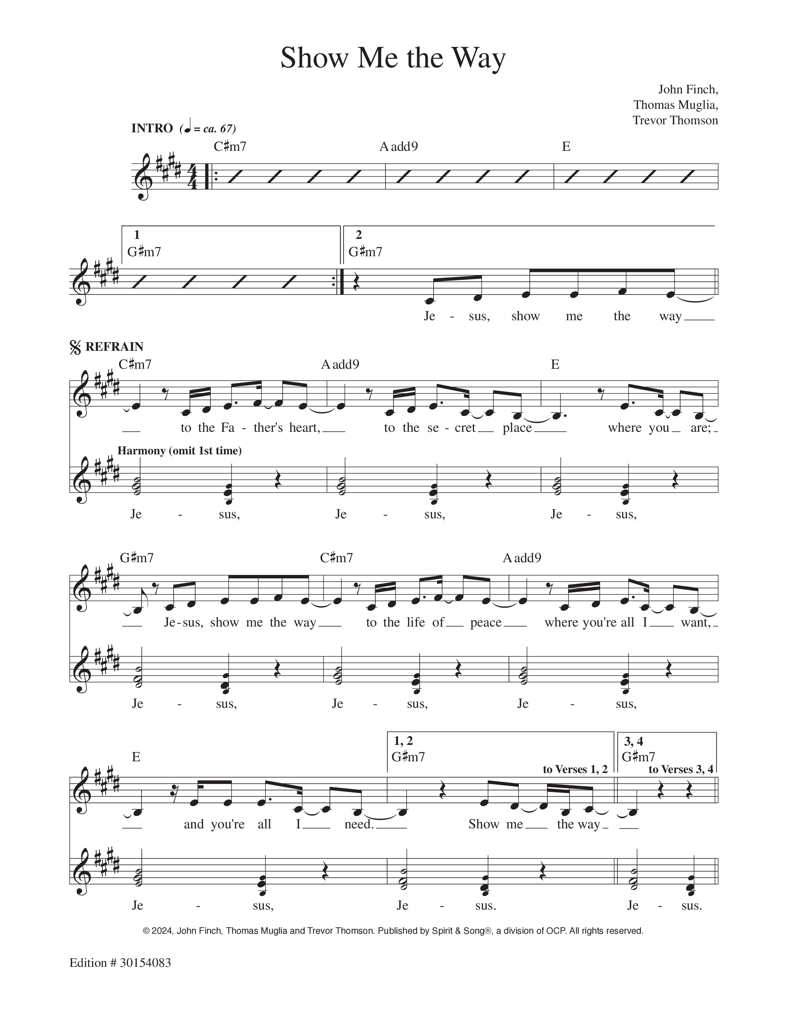 Show Me The Way Lead Sheet Melody (Echo Harbor Worship)