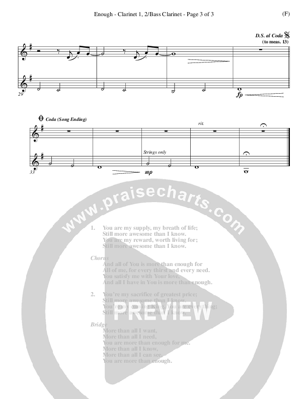 Enough Clarinet 1/2, Bass Clarinet (Chris Tomlin)