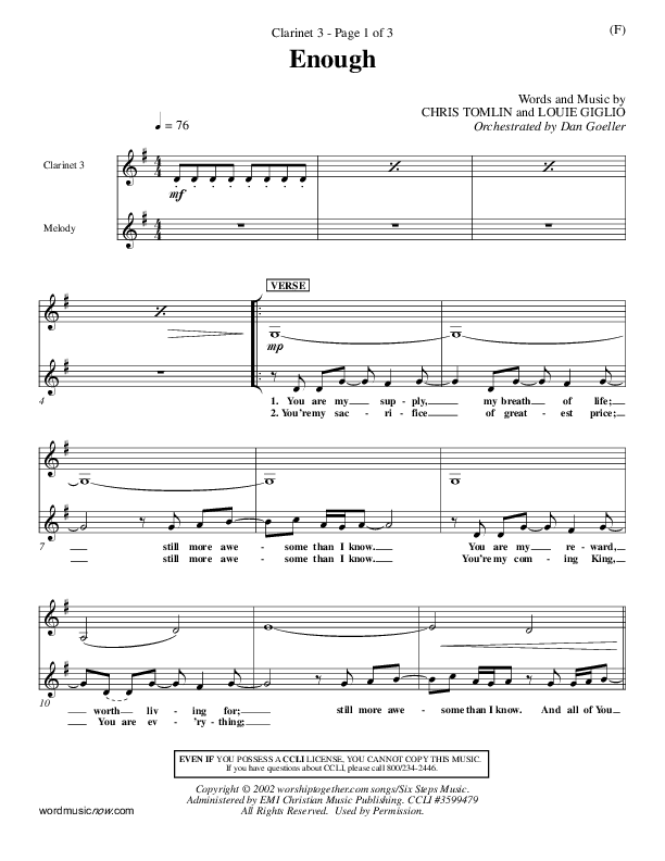 Enough Clarinet 3 (Chris Tomlin)