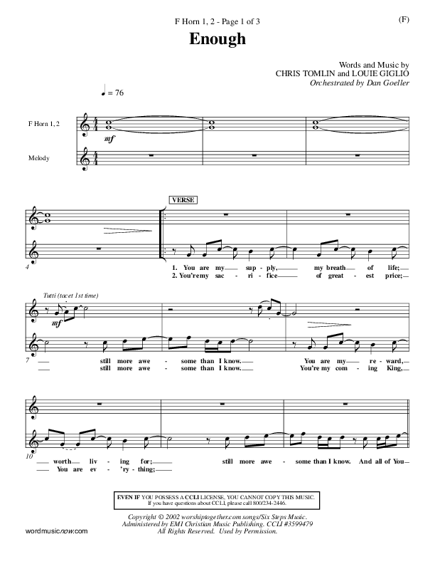 Enough French Horn 1/2 (Chris Tomlin)