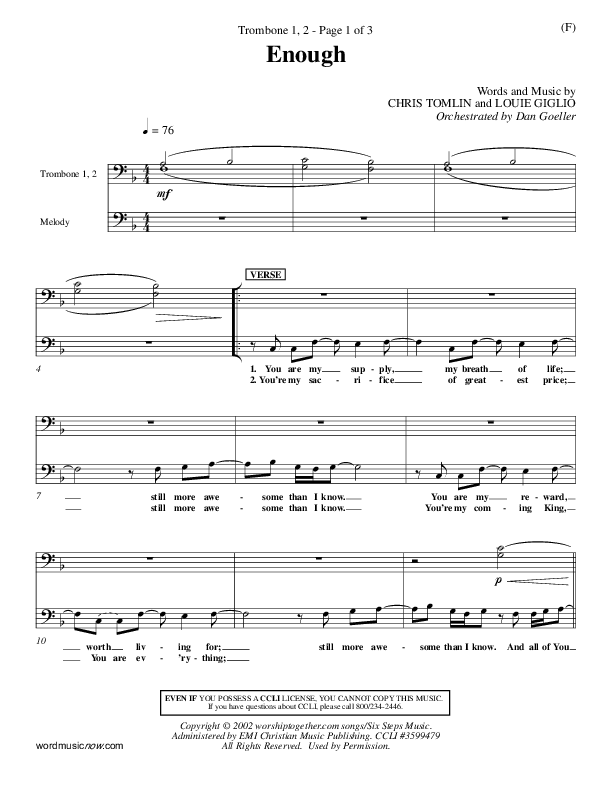 Enough Trombone 1/2 (Chris Tomlin)