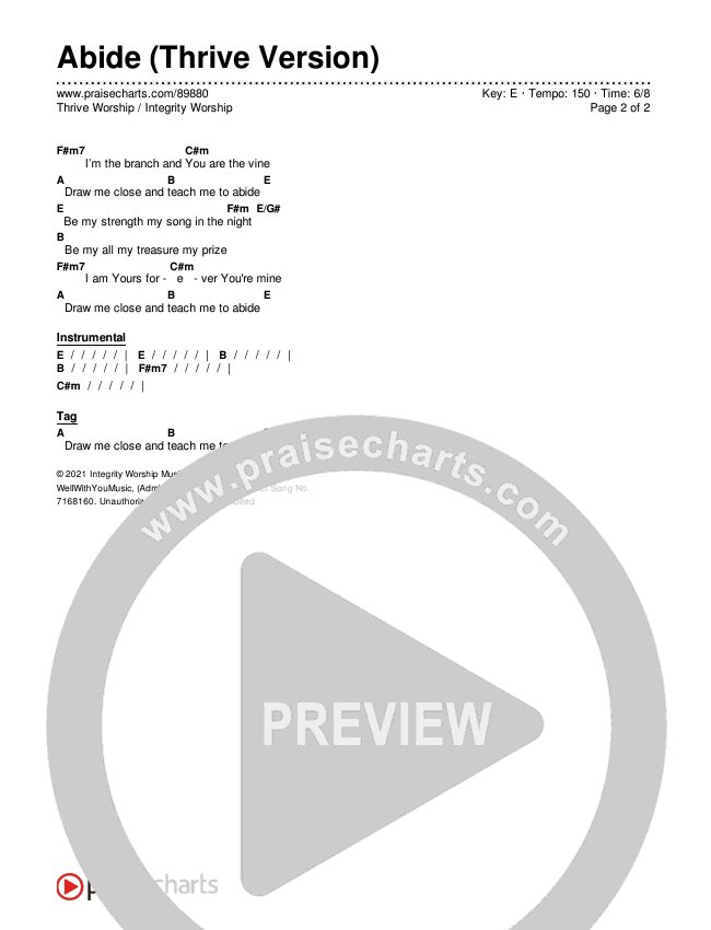 Abide (Thrive Version) Chord Chart (Thrive Worship / Integrity Worship)