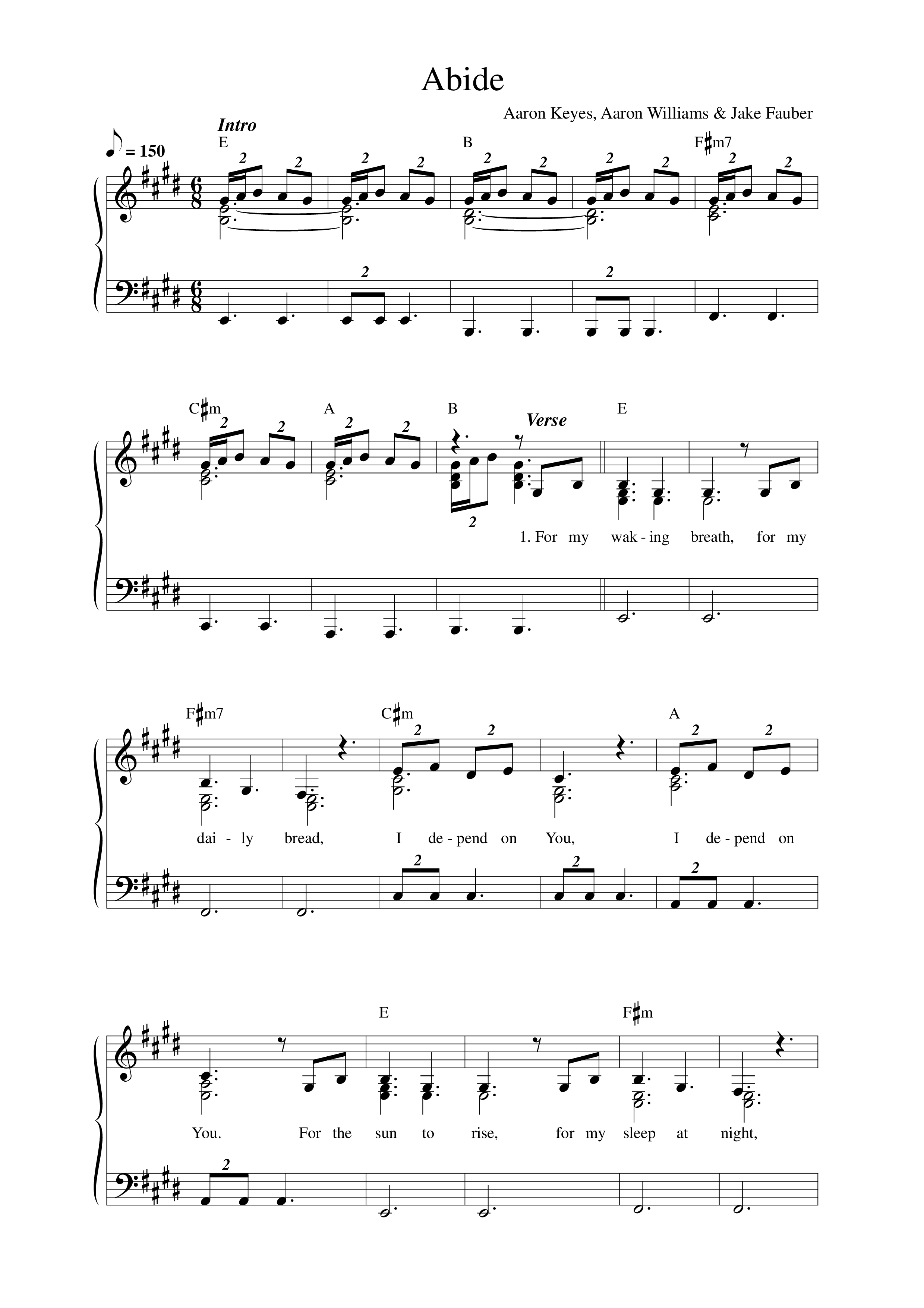 Abide (Thrive Version) Lead Sheet Melody (Thrive Worship / Integrity Worship)