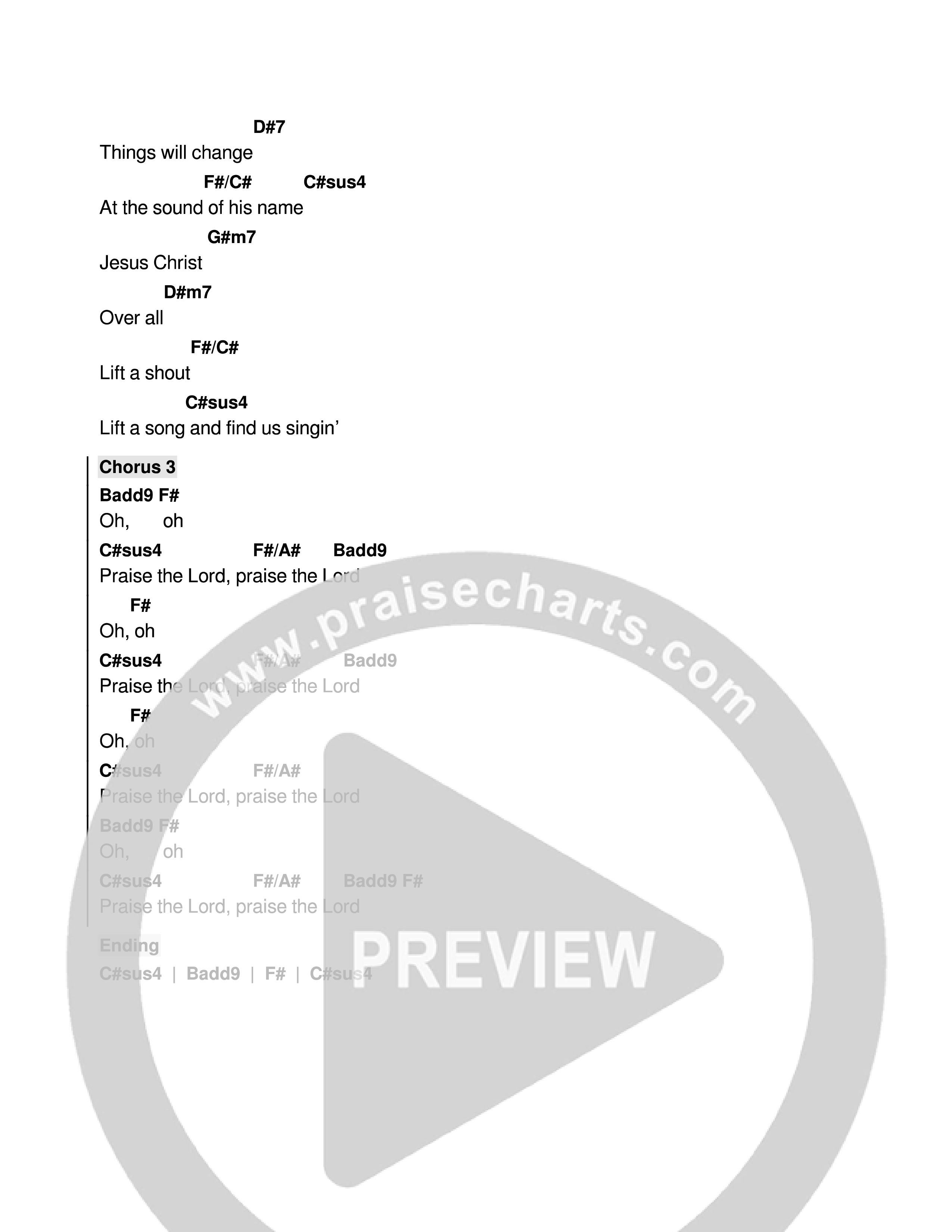 Song Of Praise Chord Chart (Echo Harbor Worship / Vale Montes)