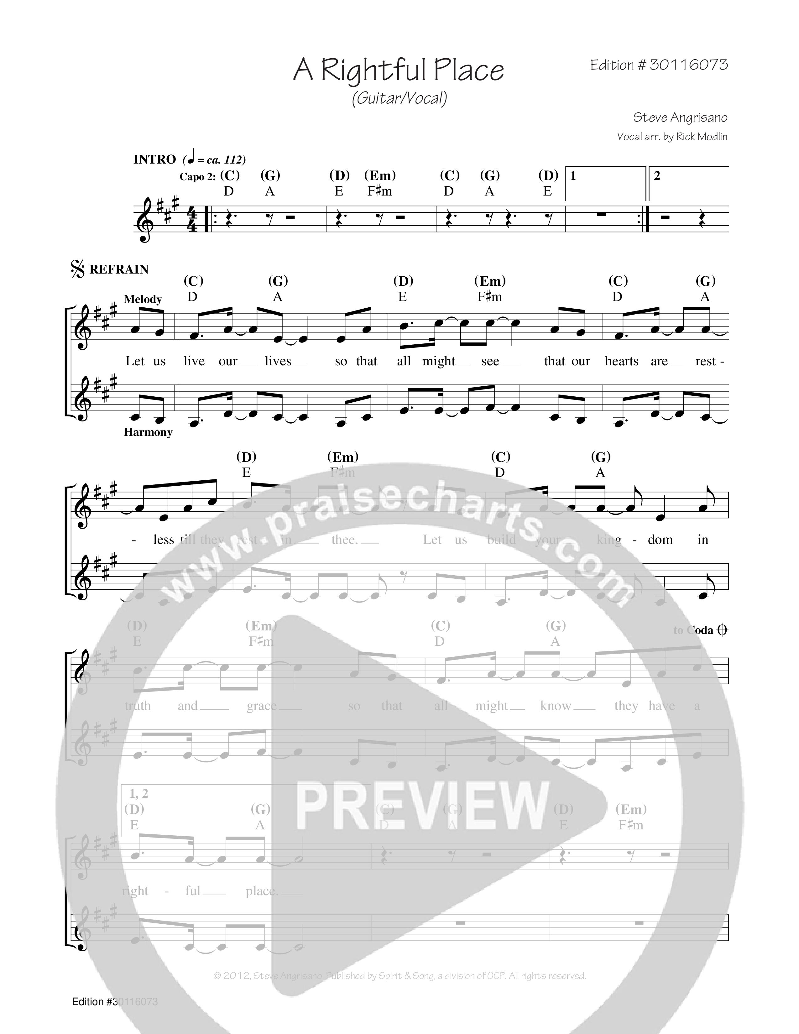A Rightful Place Rhythm/Vocal (Steve Angrisano)