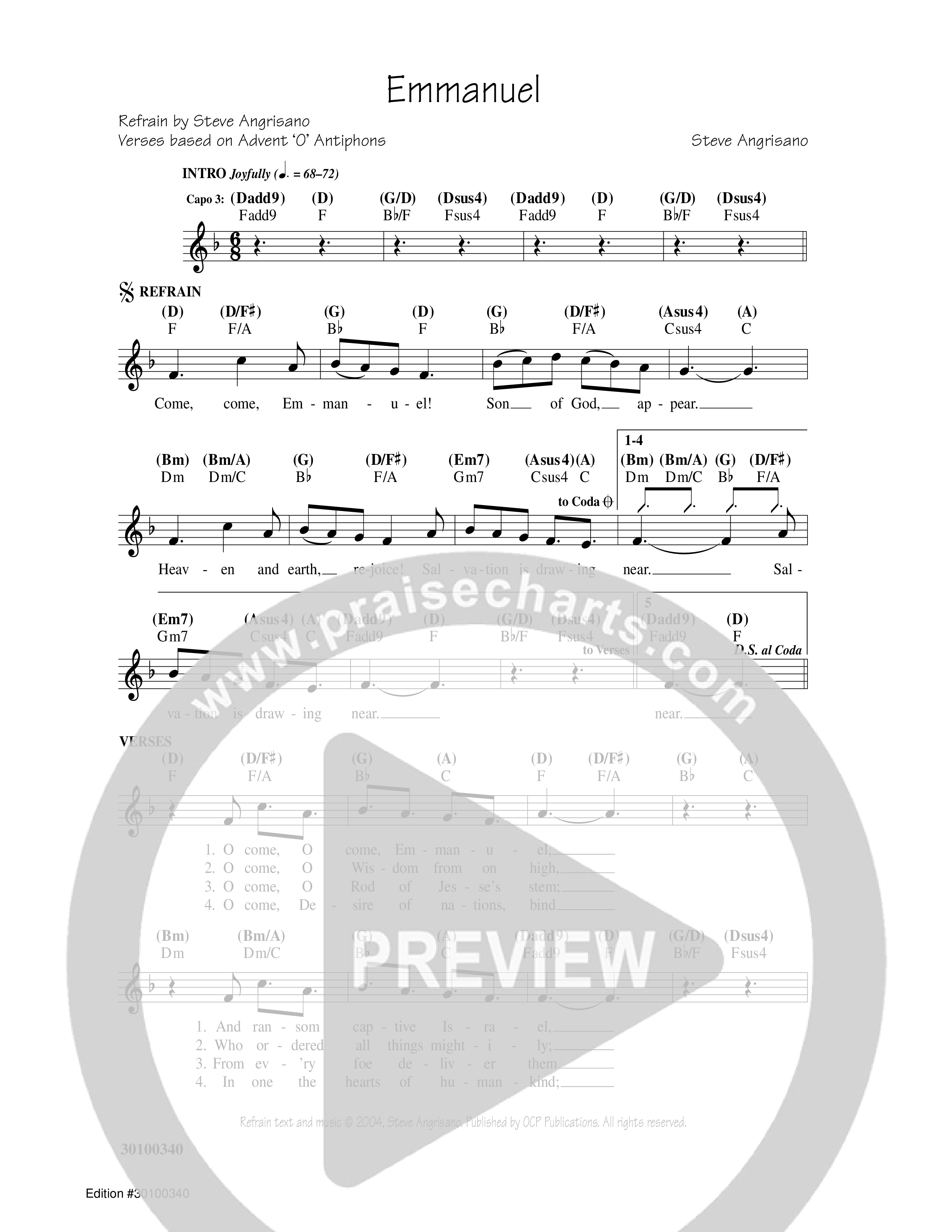 Emmanuel Lead Sheet Melody (Steve Angrisano)