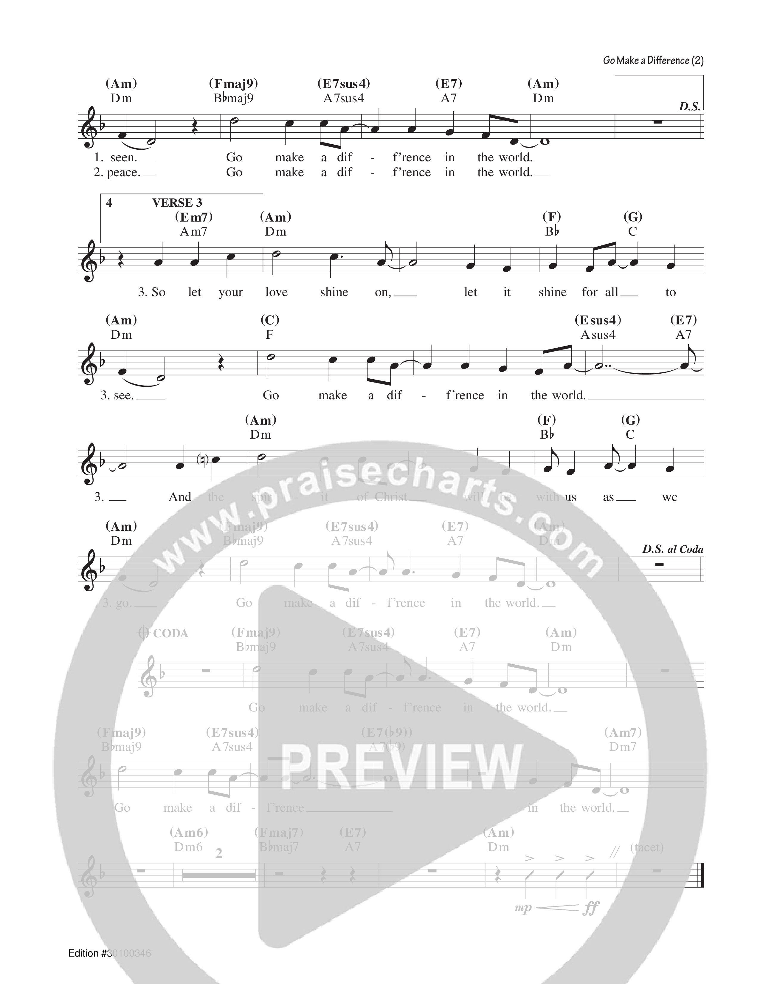 Go Make A Difference Lead Sheet Melody (Steve Angrisano)