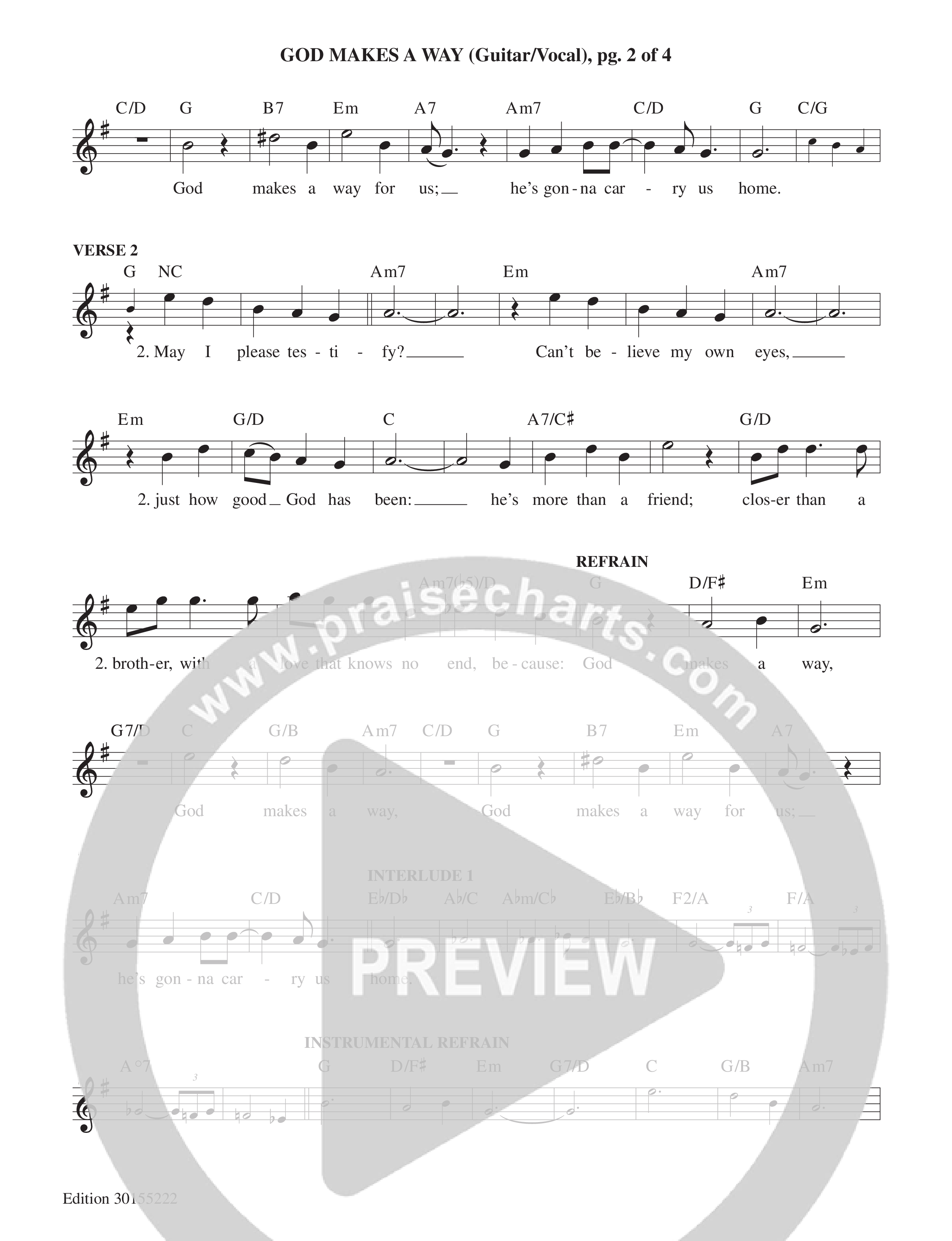 God Makes A Way Lead Sheet Melody (Echo Harbor Worship / Israel Houghton / Tower Of Power / Cory Henry)