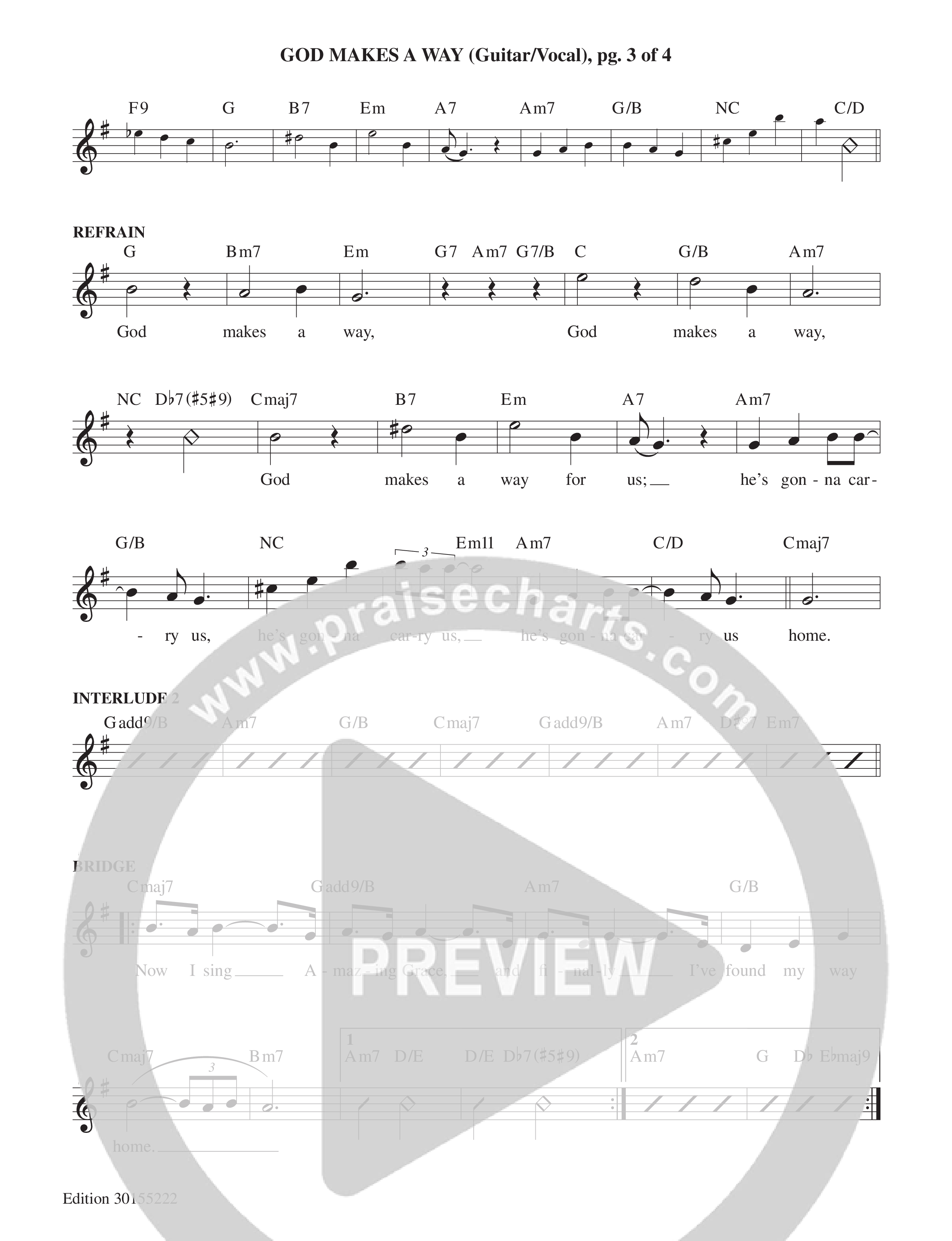 God Makes A Way Lead Sheet Melody (Echo Harbor Worship / Israel Houghton / Tower Of Power / Cory Henry)