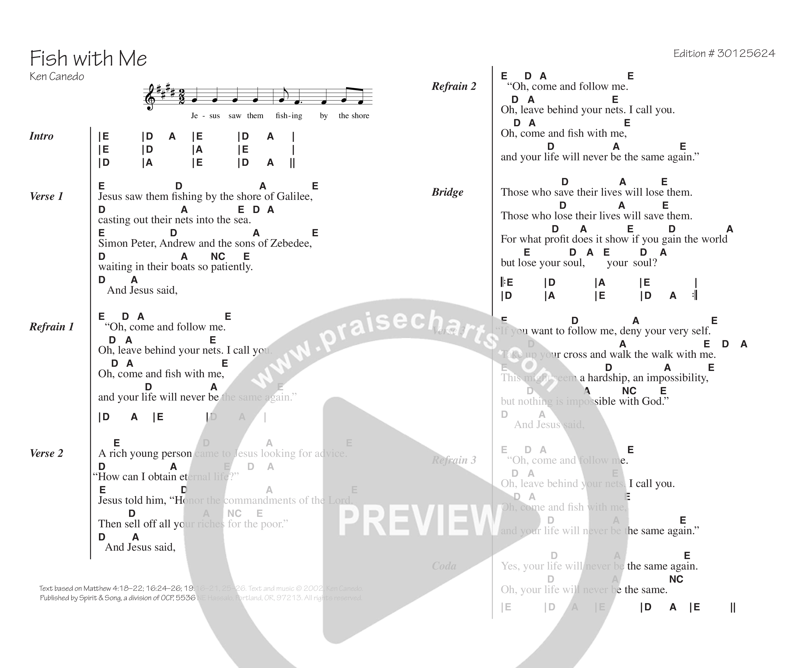 Fish With Me Chord Chart (Ken Canedo)
