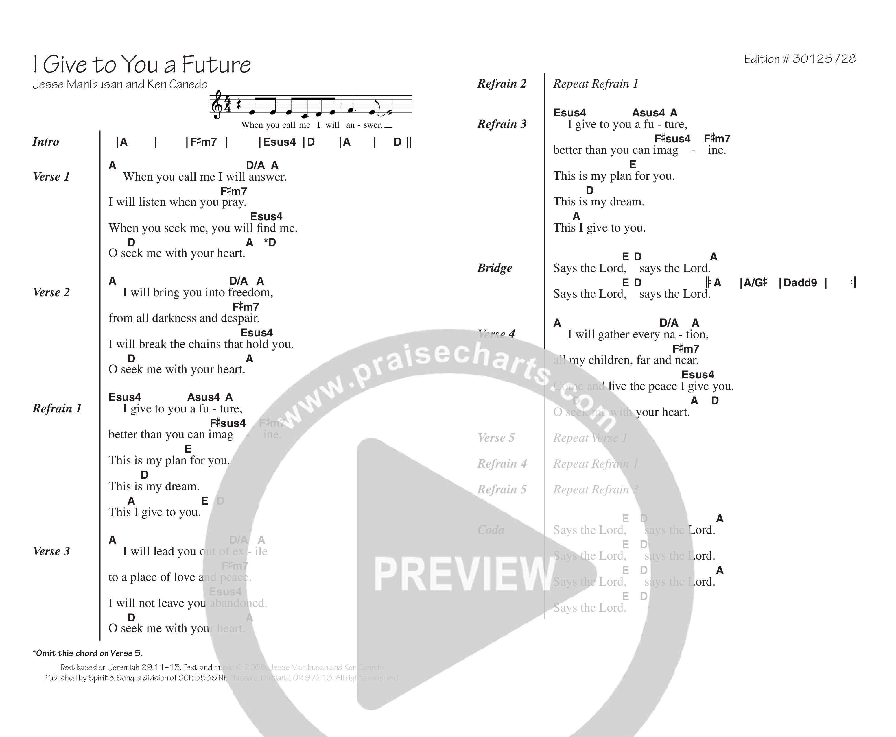 I Give To You A Future Chord Chart (Ken Canedo / Jesse Manibusan)